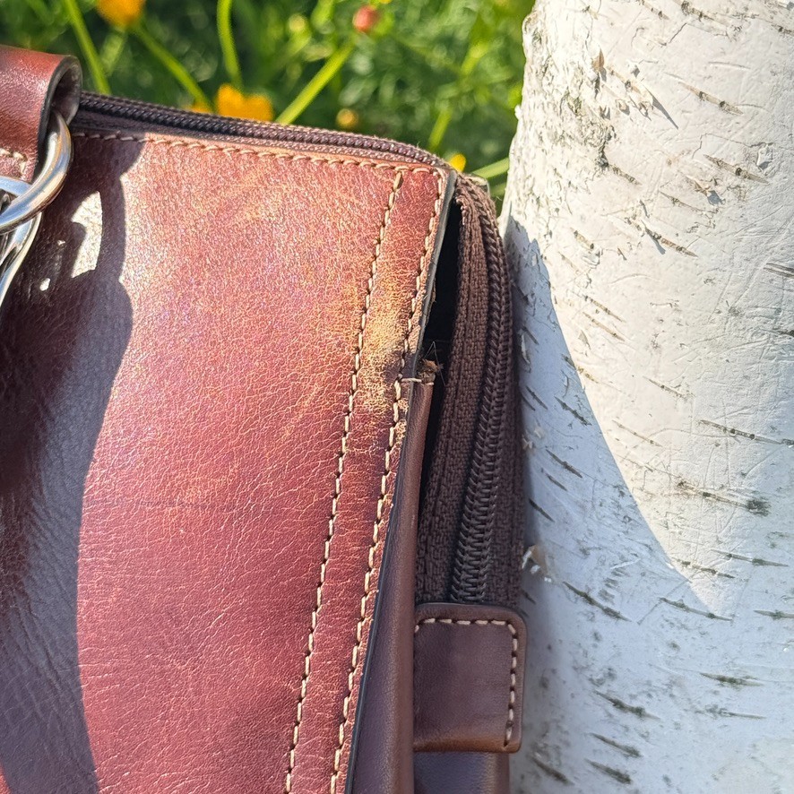 Fossil Brown Leather Laptop Messenger Briefcase Shoulder Bag Work Travel