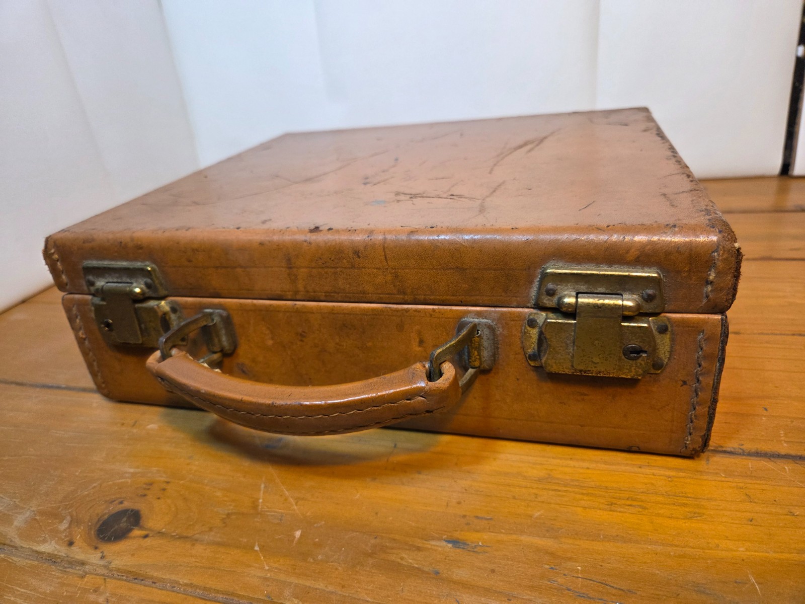 Vintage Brown Leather Briefcase Attache Case