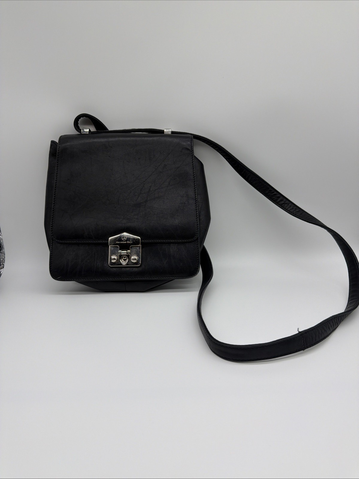 Mercedes-Benz BALLY Leather Messenger Bag 8x8x3 Very Rare ITALY NO KEY
