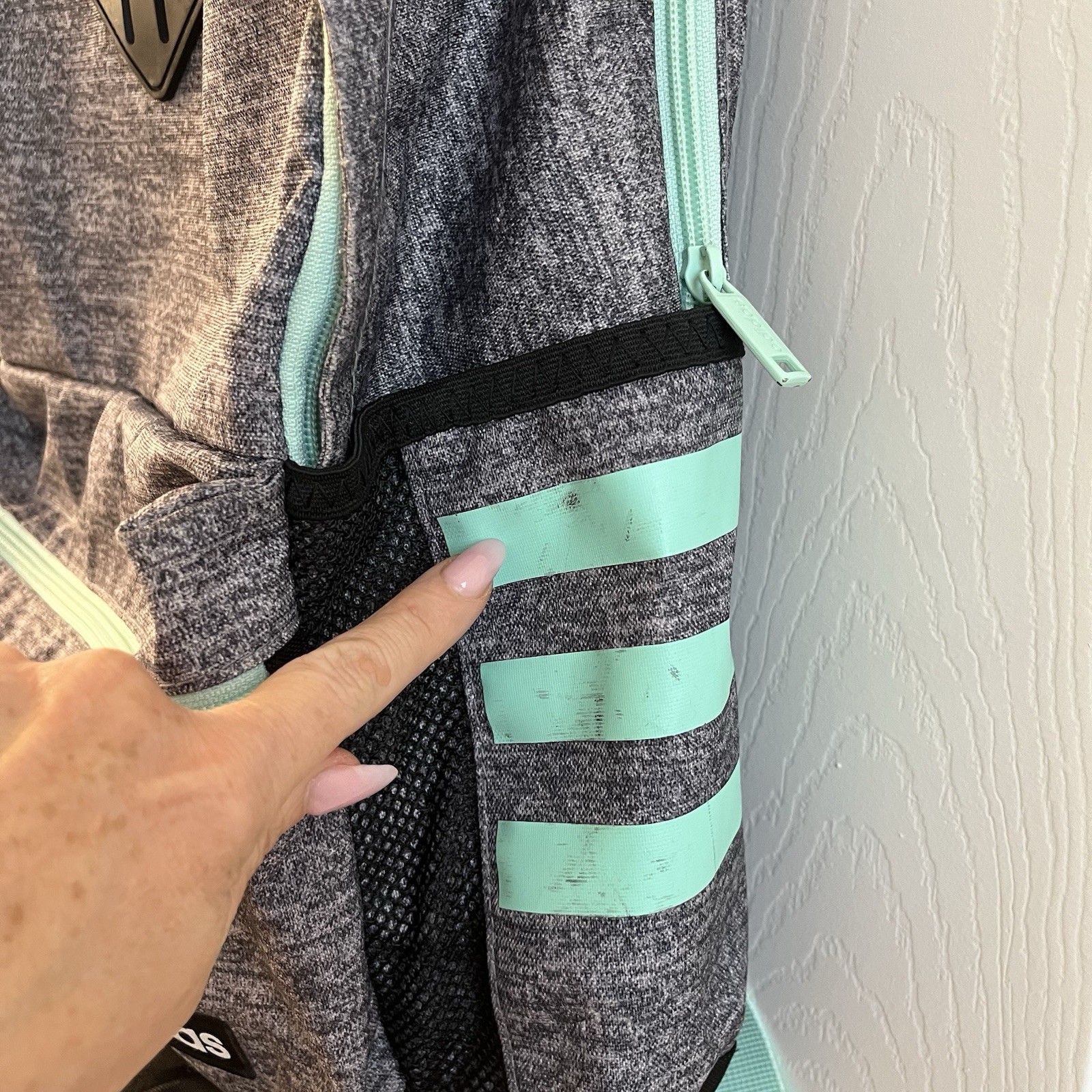 Adidas Backpack Laptop/Waterbottle Storage One Size Fits All Black Gray Mint