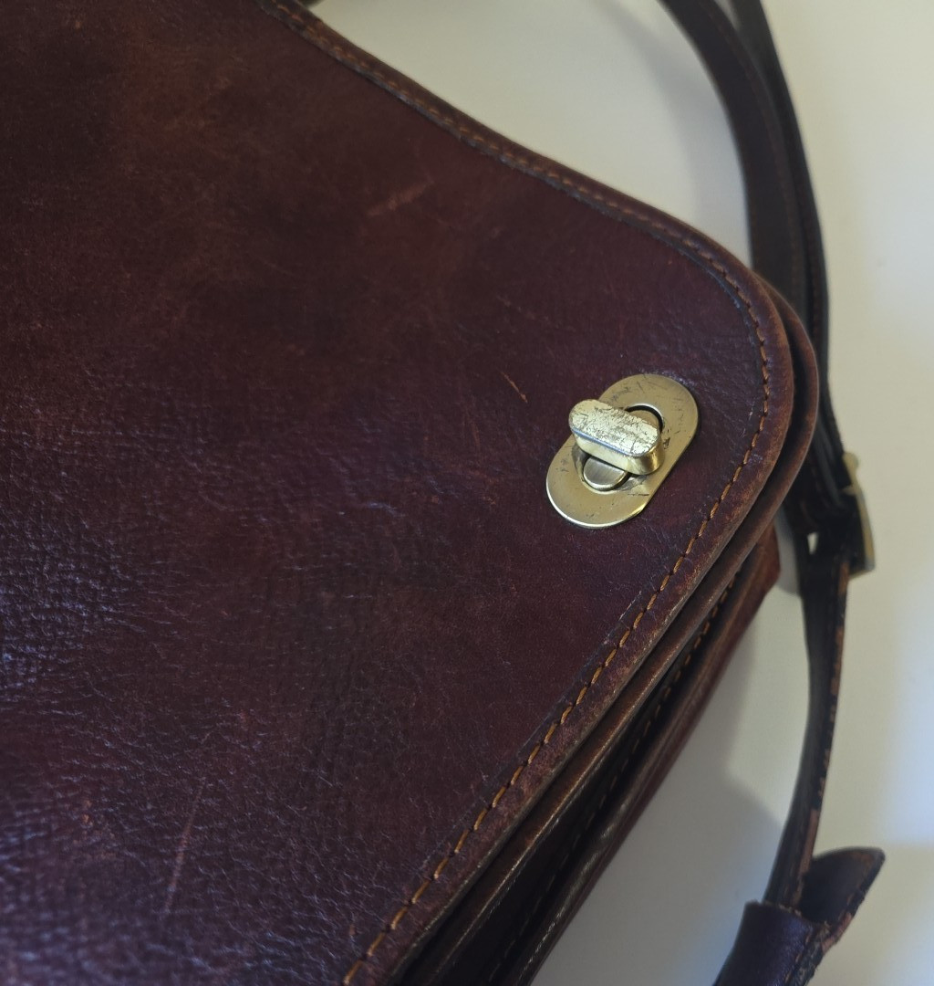Prodotto Artigianale Vera Pelle Brown Leather Shoulder Messenger Bag Made Italy