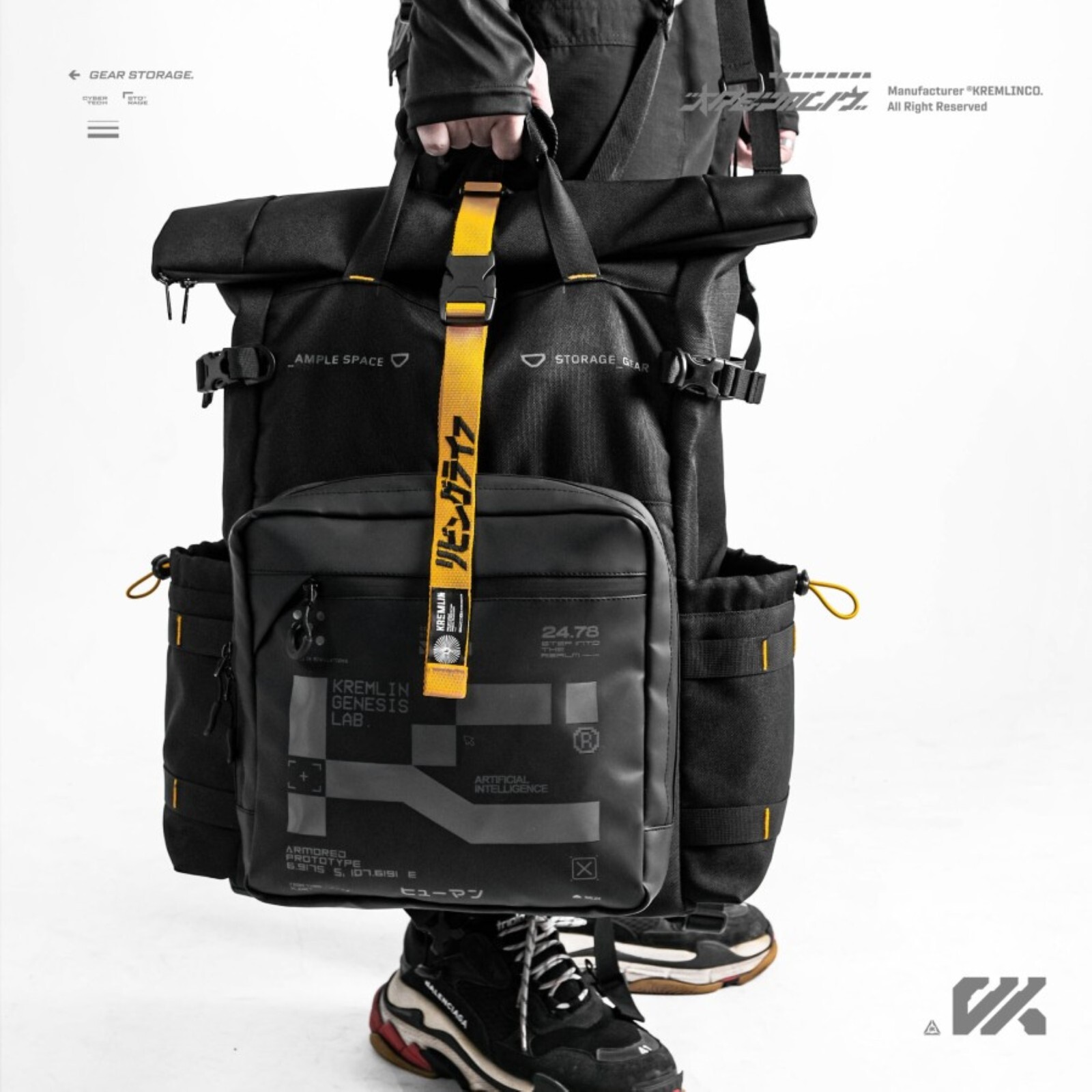 Kremlin Revenant Black Backpack Carrier Futuristic Fullzip Backpack Crossbody