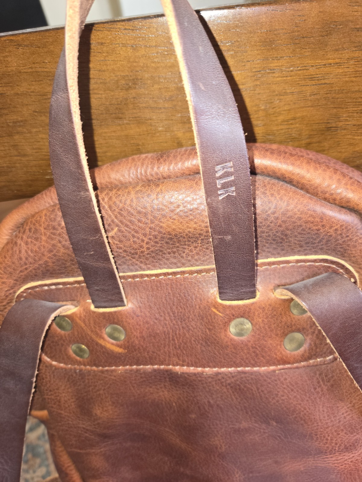 Go Forth Goods Classic Zippered Leather Backpack Medium Saddle – New – See Photo
