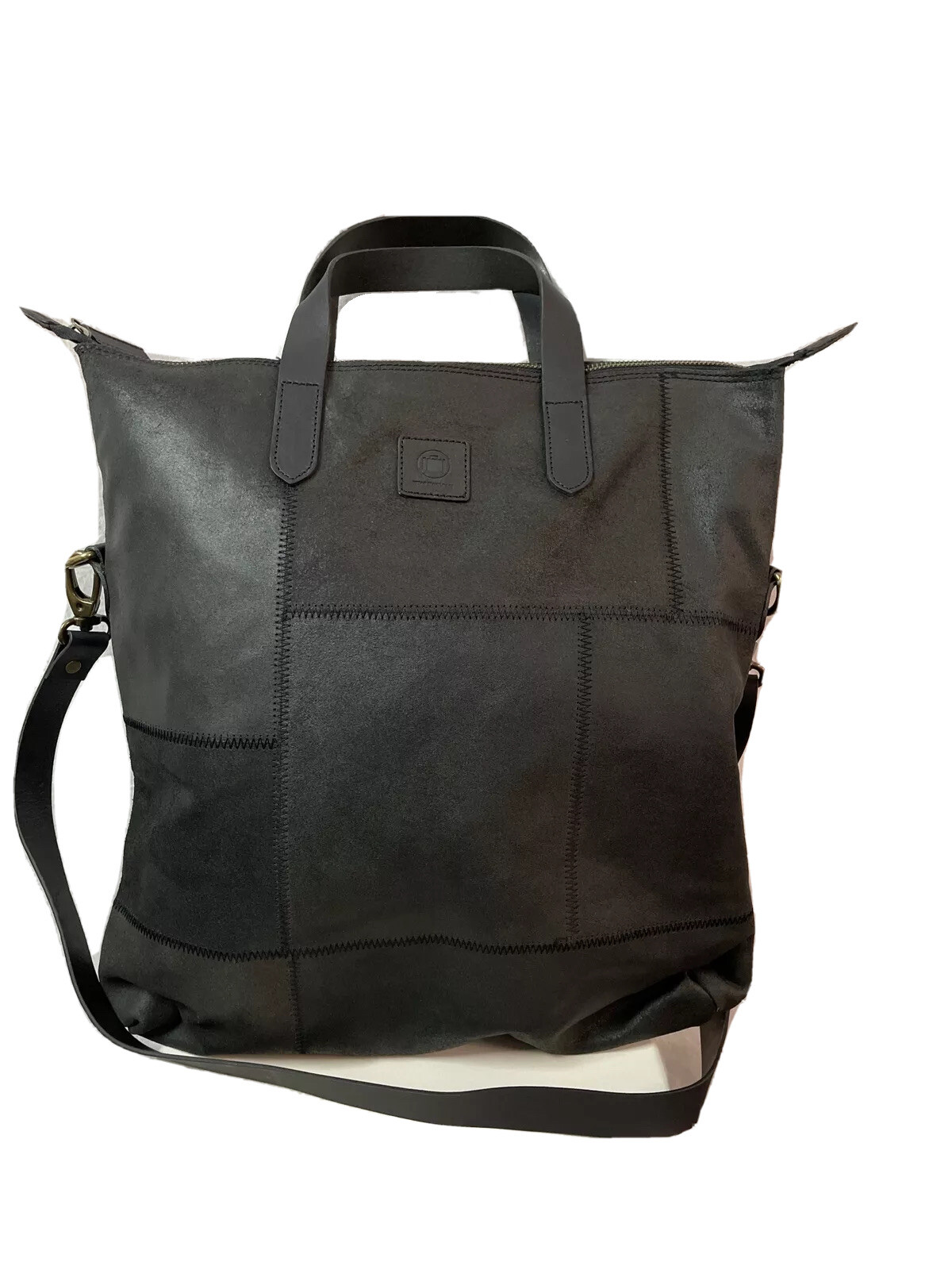 $175 URBAN TRAVELWARE Black Suede Leather Bag Double Handle Shoulder Strap NWT