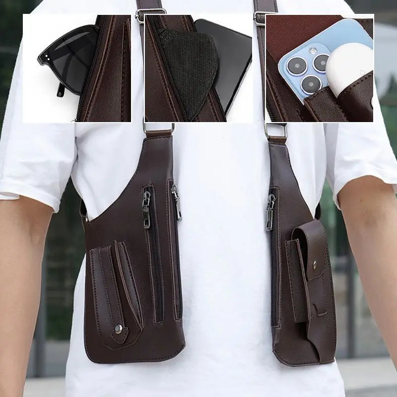 Double Shoulder Strap Multi-Pocket Outdoor Anti-Theft Tactical Fishing Bag