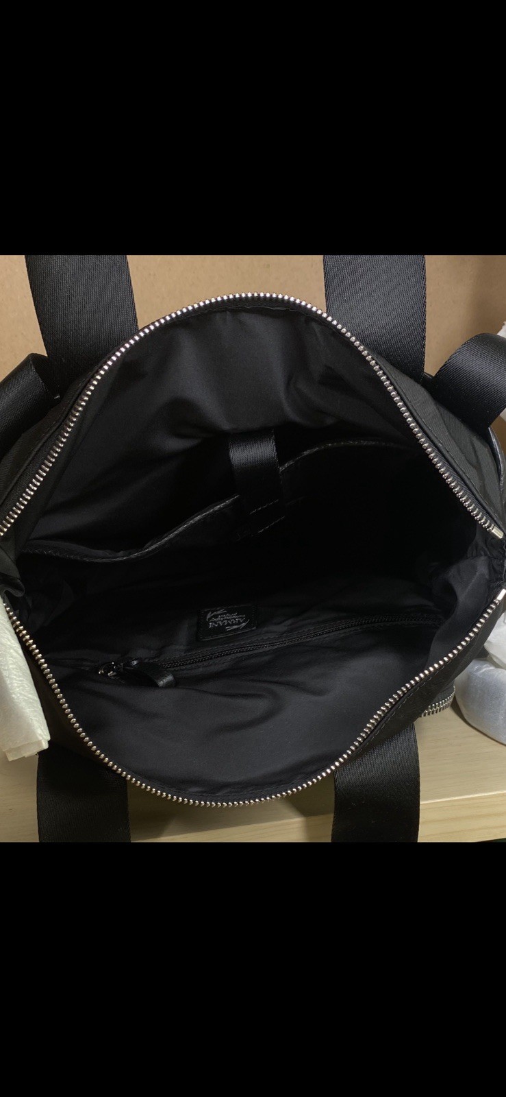 Giorgio Armani Black Backpack Zip Closure Inner Pockets Dust Bag Detach Strap