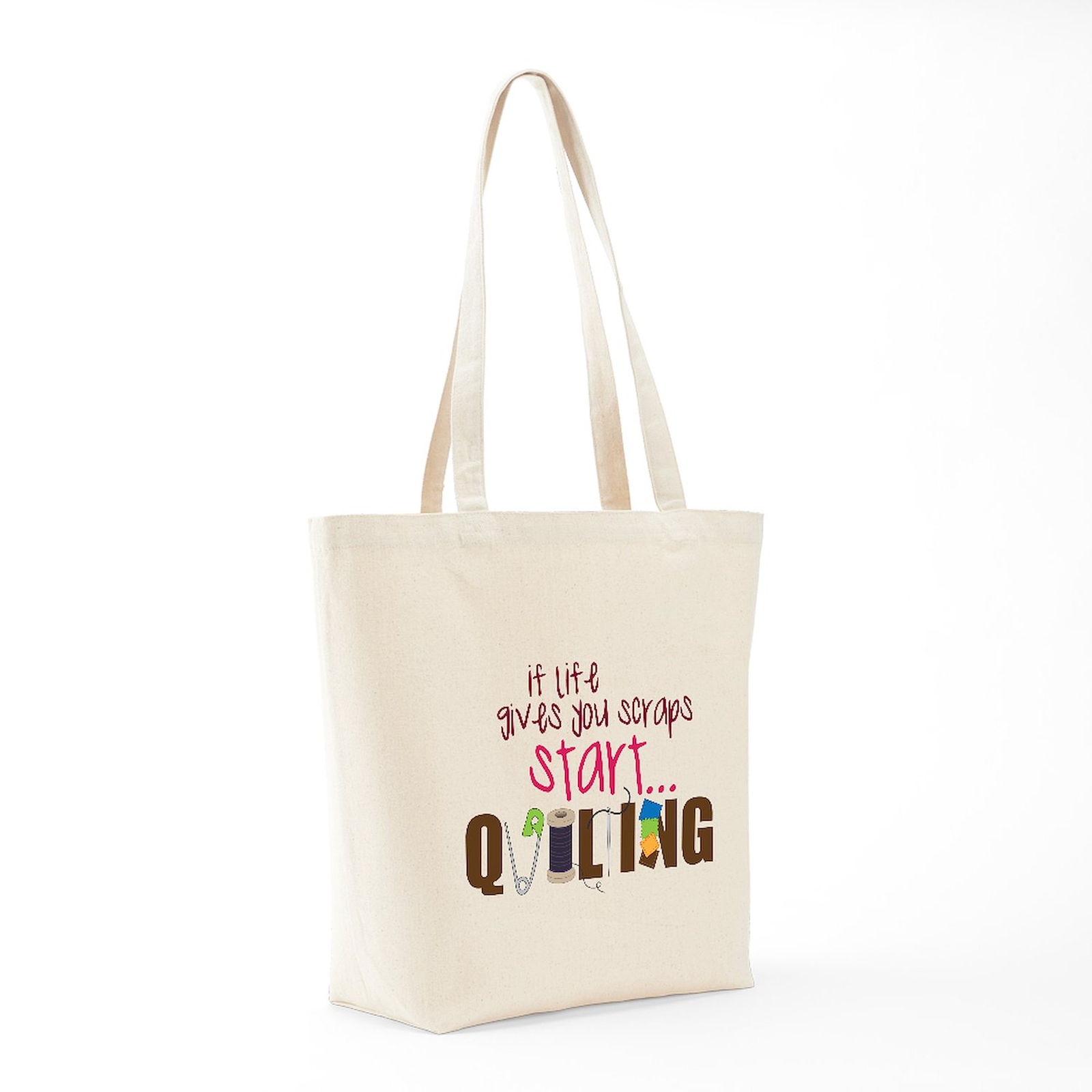 CafePress Start Quilting Natural Canvas Tote Bag, Cloth Shopping Bag (727139982)