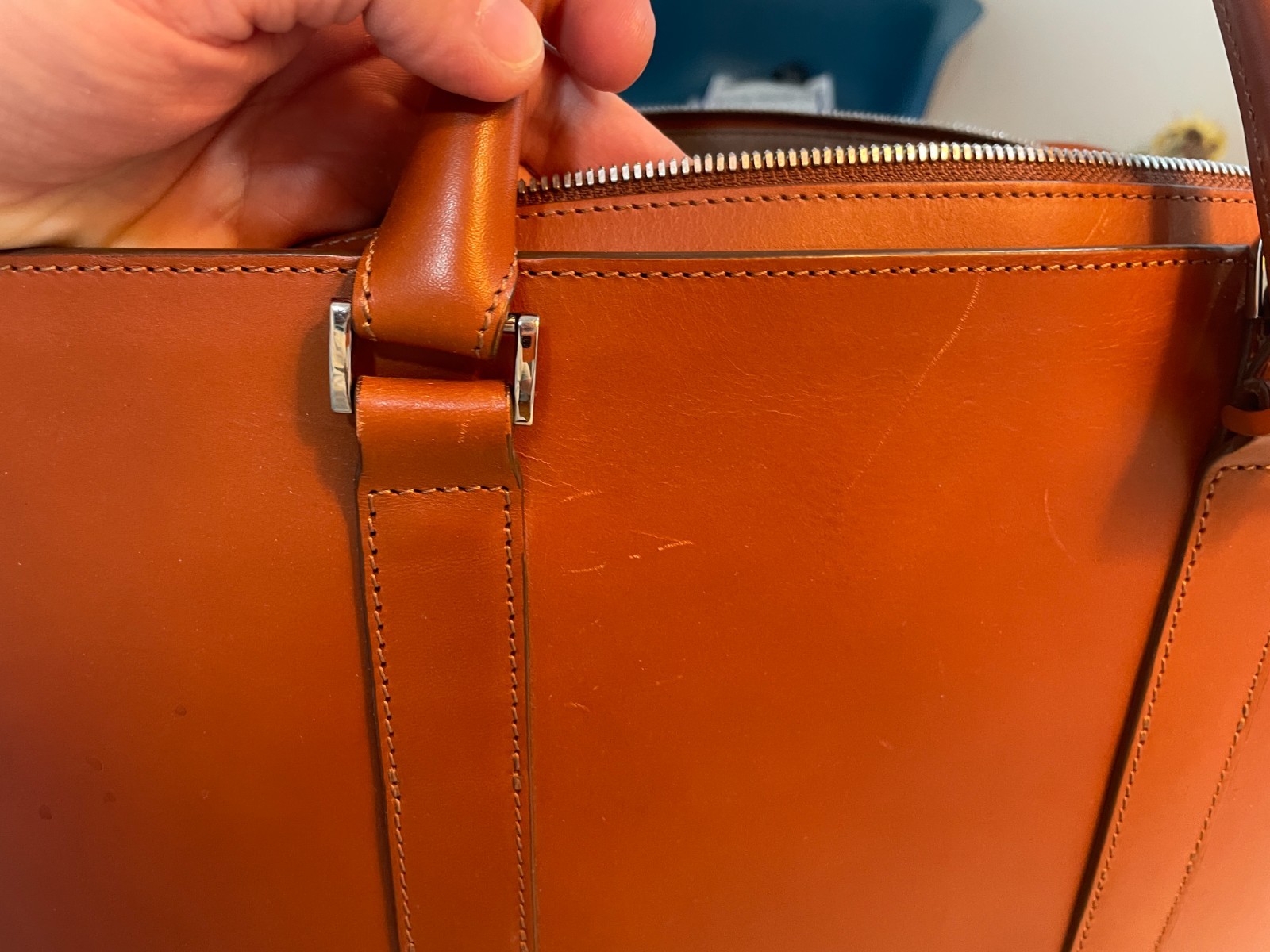 Carl Friedrik Palissy Double Briefcase Cognac Smooth Leather
