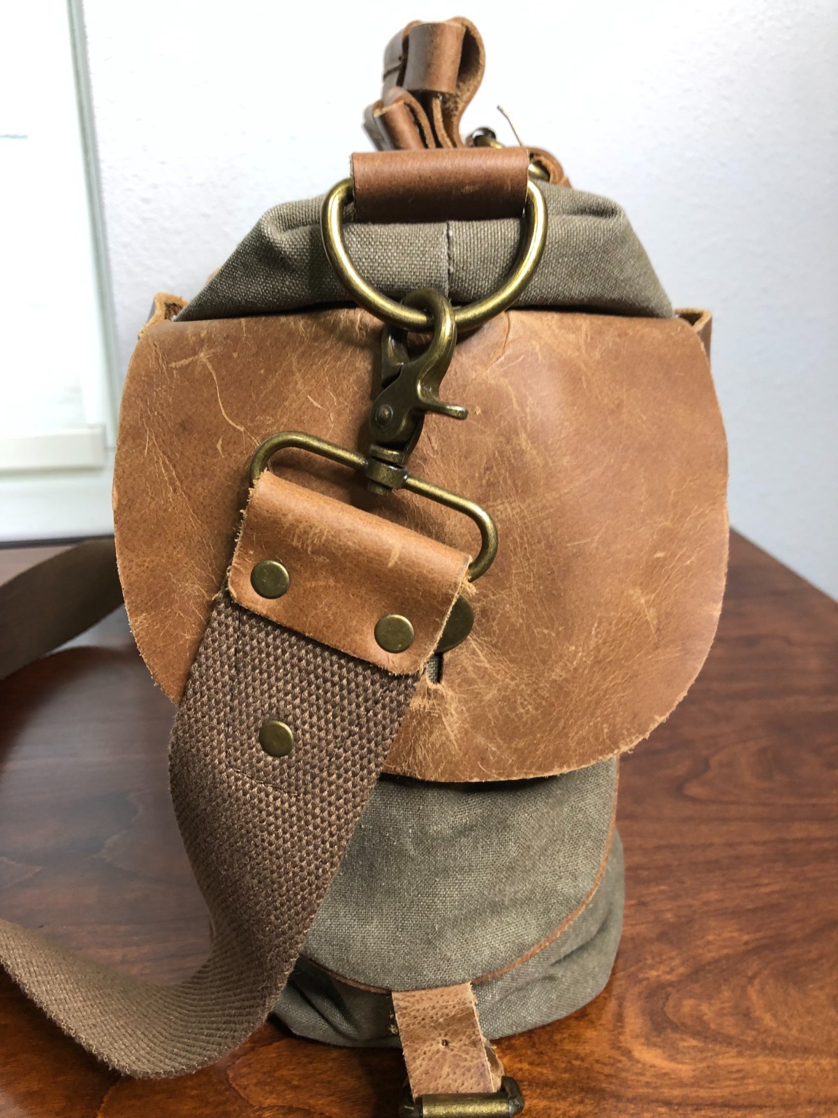 Vintage Canvas & Leather Duffel Bag – Heavy Duty Travel Weekender Tote Unbranded