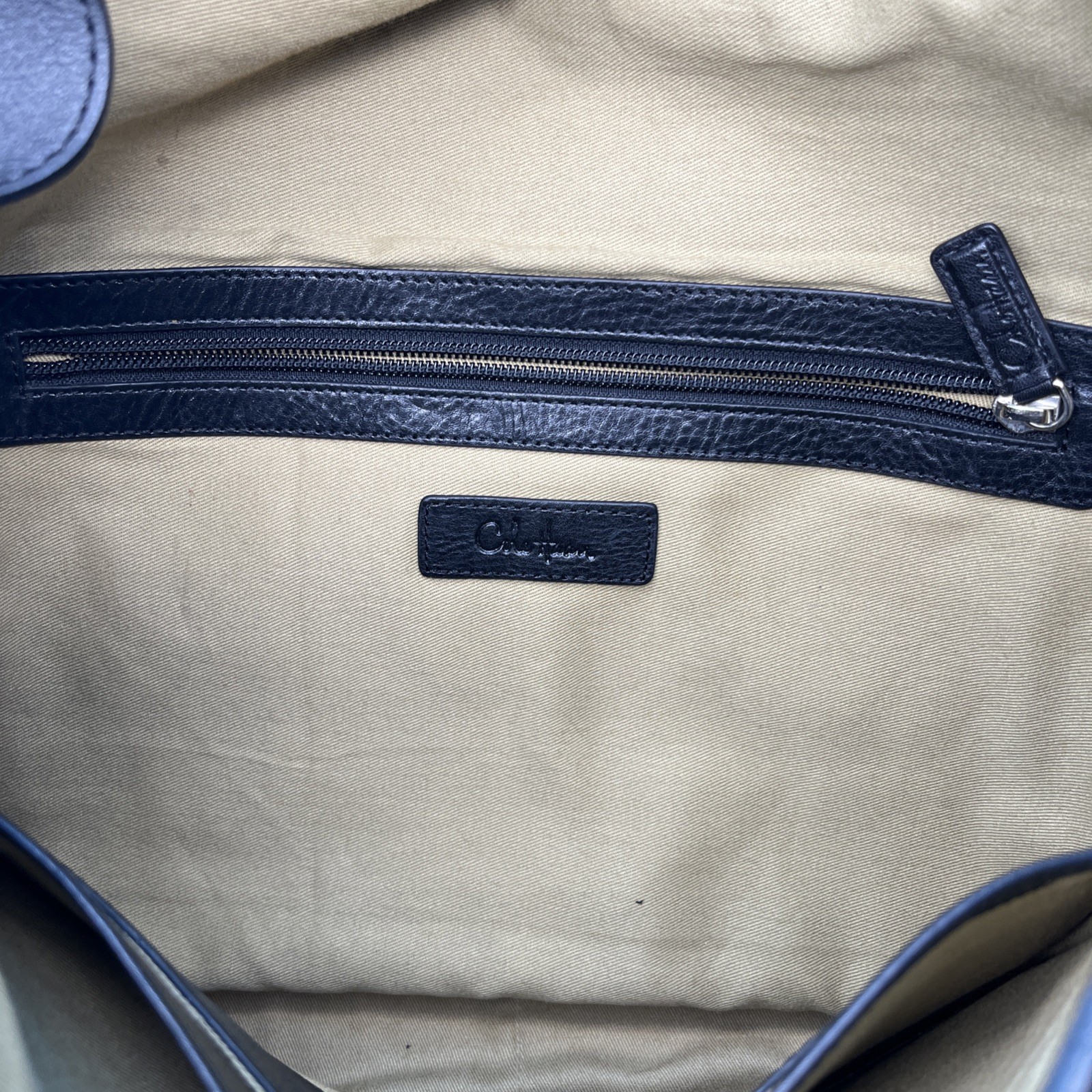 Cole Haan Black Leather Flap Messenger Bag