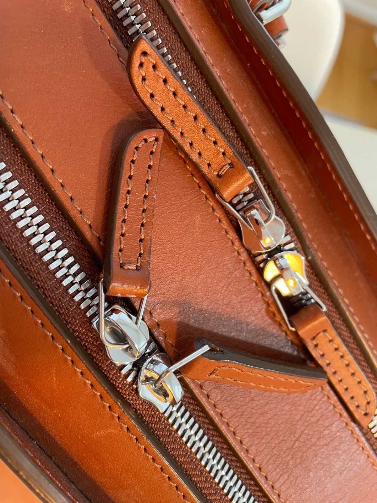 Carl Friedrik Palissy Double Briefcase Cognac Smooth Leather