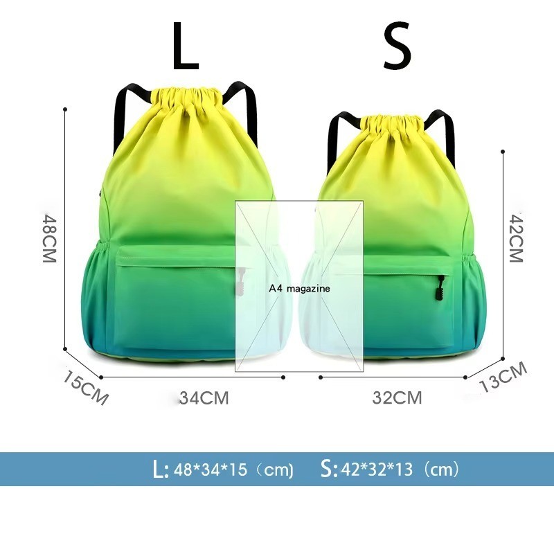 Drawstring Backpack Waterproof Gym Bag Large Sports Travel Sack 48x34cm / 19×13″