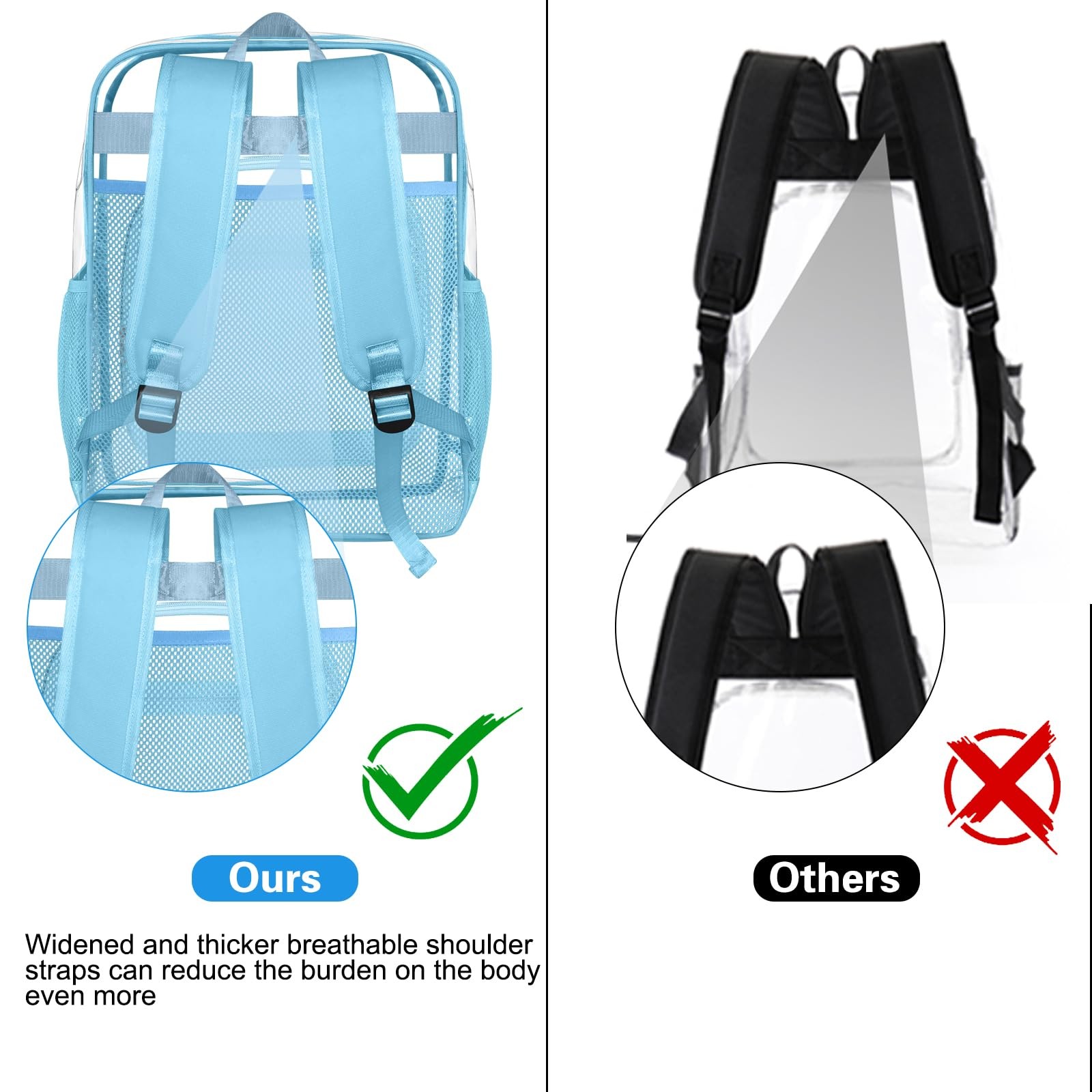 Clear Backpack 0.5mm Thick PVC Heavy Duty Large Waterproof – Stadium Approved