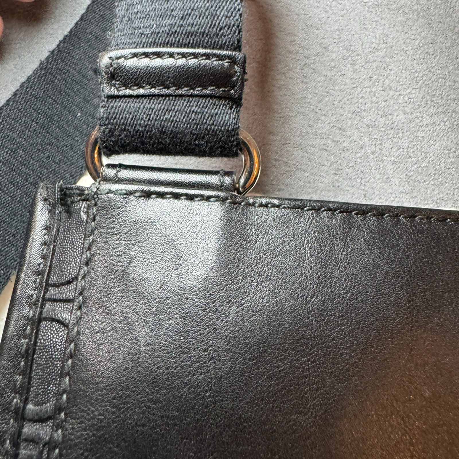 Salvatore Ferragamo Embossed Gancini Leather Crossbody Bag – Black Made in Italy