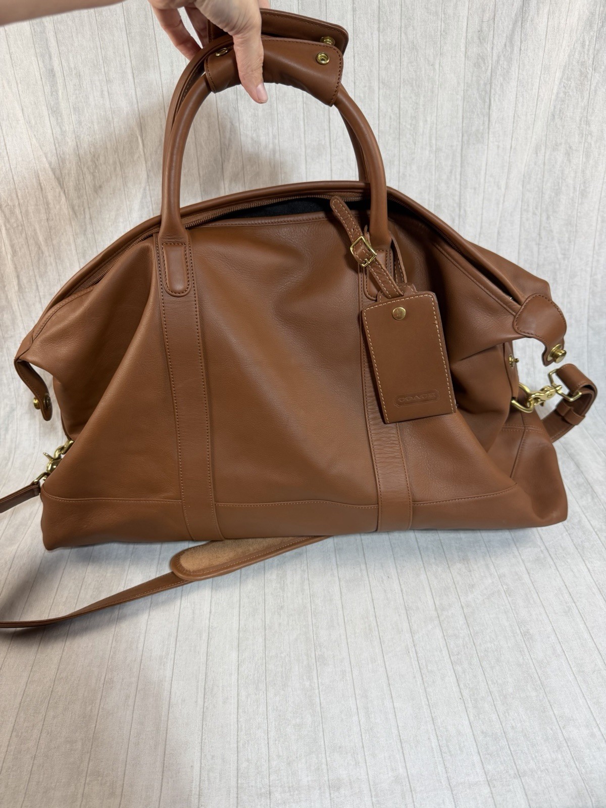 COACH OLD COACH 2-Way Boston Bag Brown Leather Shoulder Duffle Vintage 0502