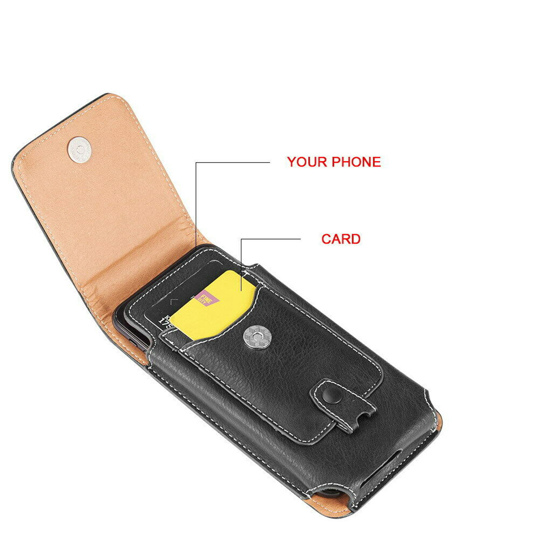 Cell Phone Case Pouch Holster w/ Belt Loop Metal Clip for Universal Smartphones