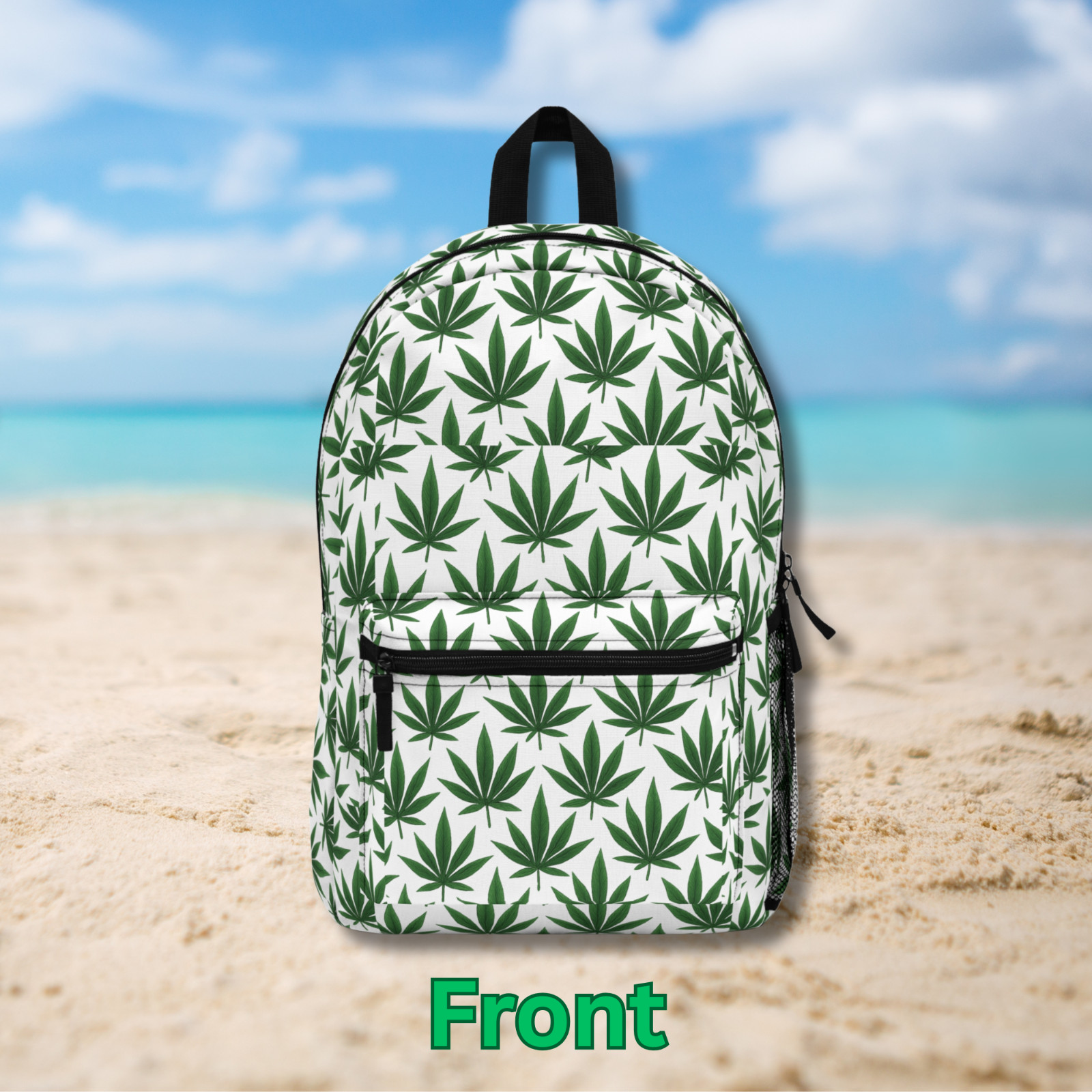 Cannabis Leaf Pattern Backpack | Marijuana Print Bag, Weed Lover Gift