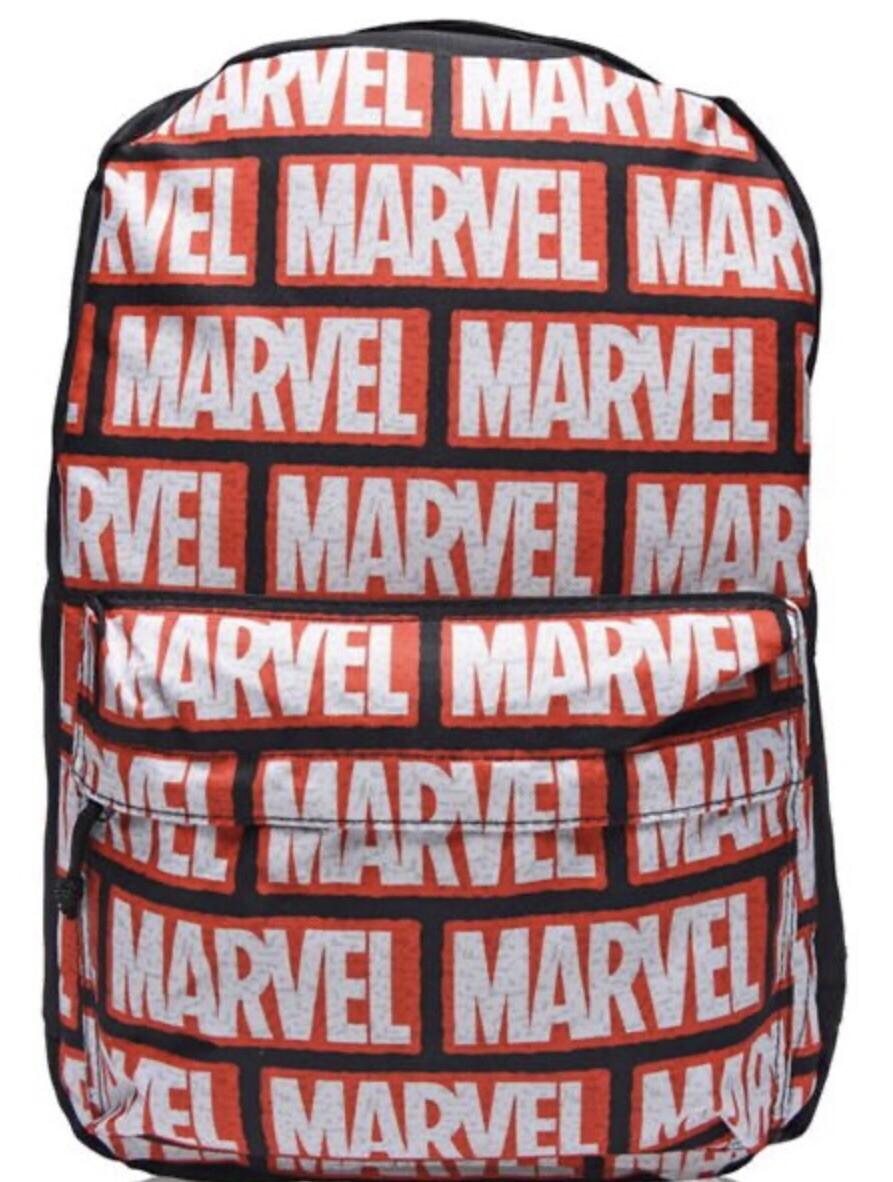 BNWT MARVEL: CHARACTER BACKPACK ALL OVER LOGO PRINT RED/BLACK MULTI