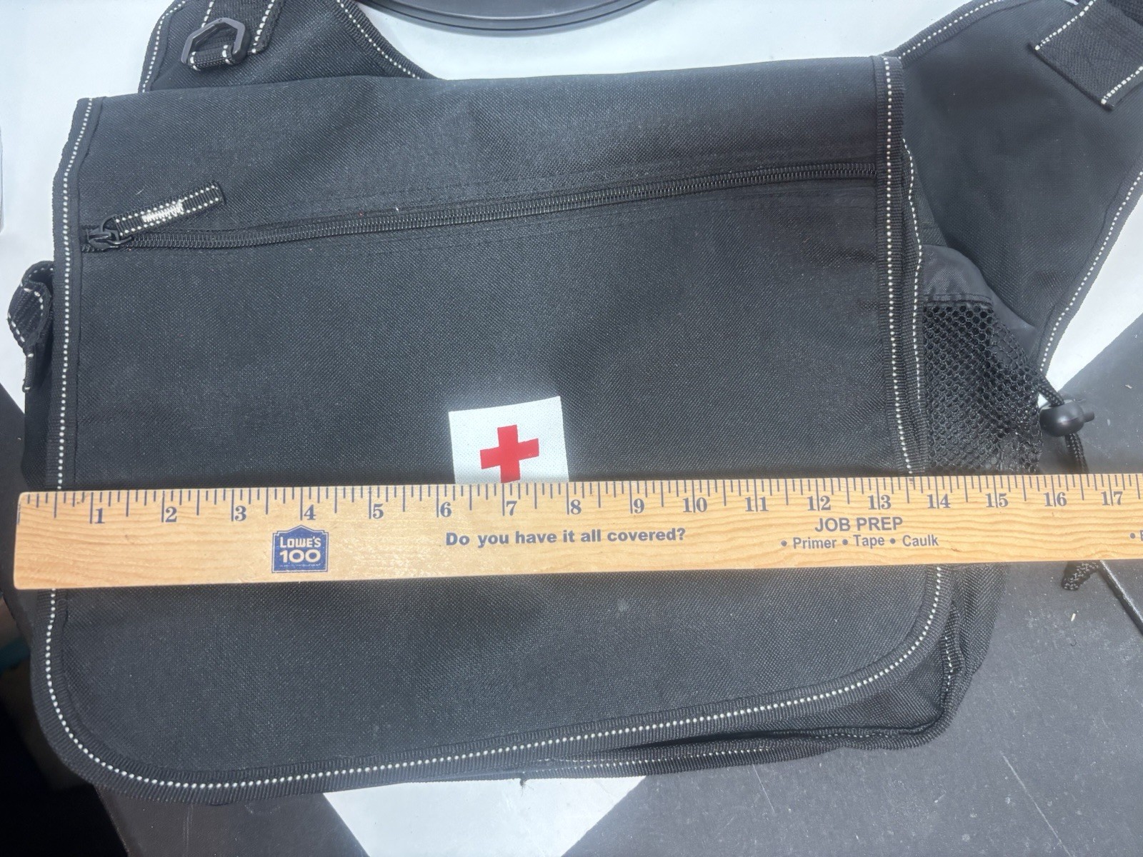 American Red Cross Messenger Bag Black. Multiple Pockets