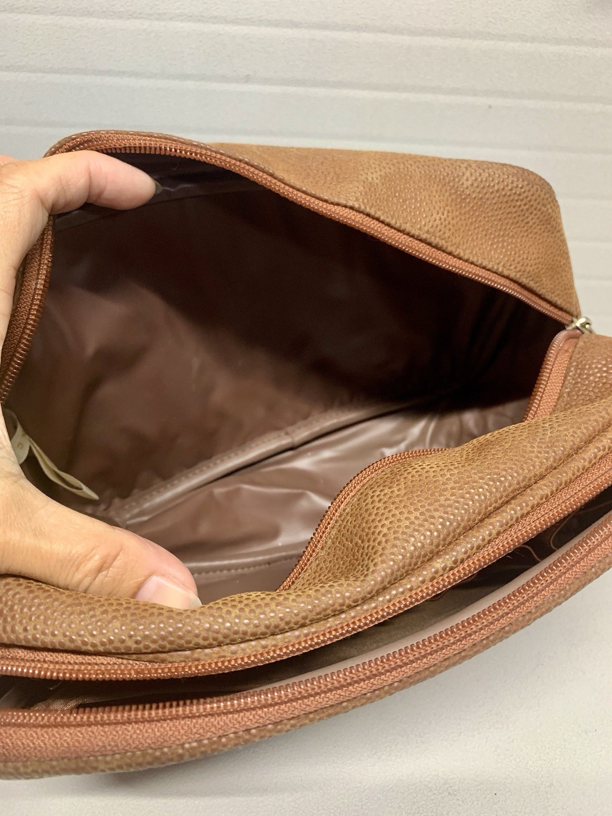 Vintage Lagerfeld Dopp Toiletry Bag Brown Leather ~See Photos/Read Description
