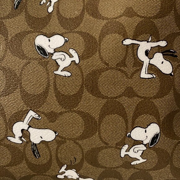 🐼💦 Coach 5734 🐼💦 Peanuts Snoopy Carryall Canvas Pouch Wristlet Bag 🐼 W8o2