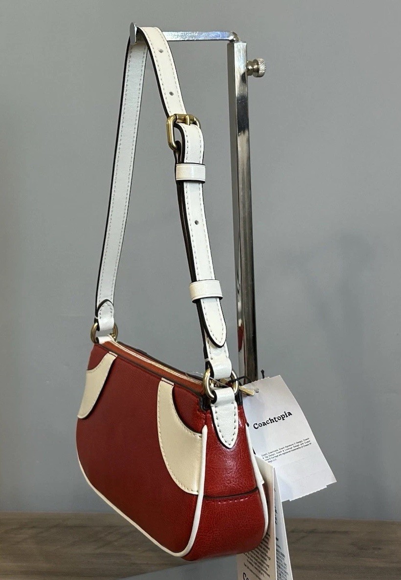 Coach Coachtopia Bowling Small Shoulder Bag Upcrafted Leather Red/White CFB01