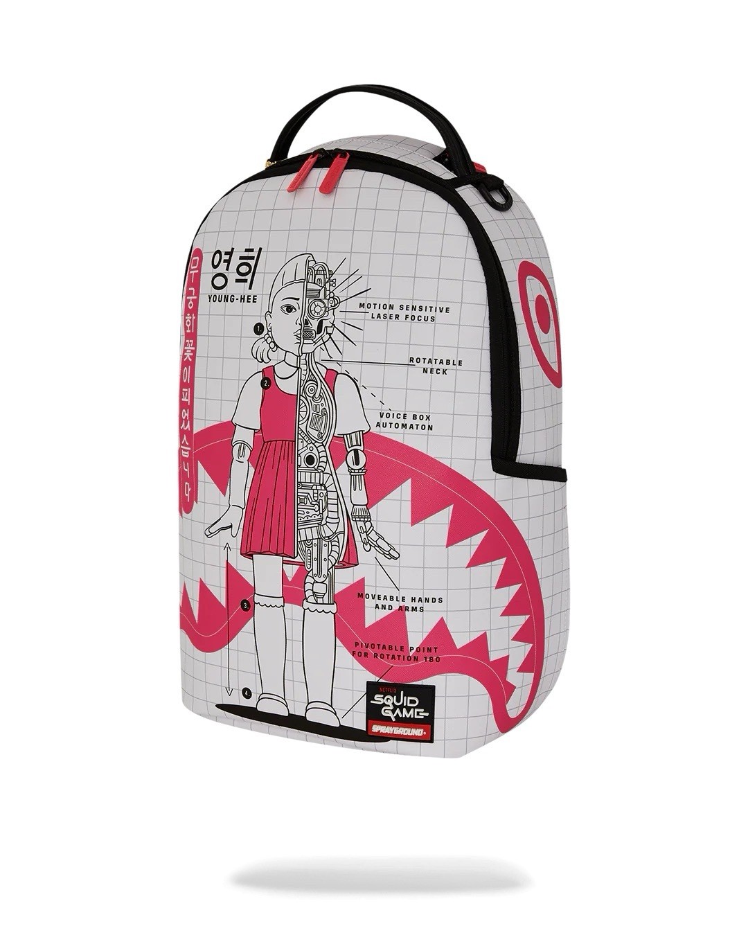 SPRAYGROUND SQUID GAME ROBOT GIRL BACKPACK Velour Laptop Compartment Faux Leathe