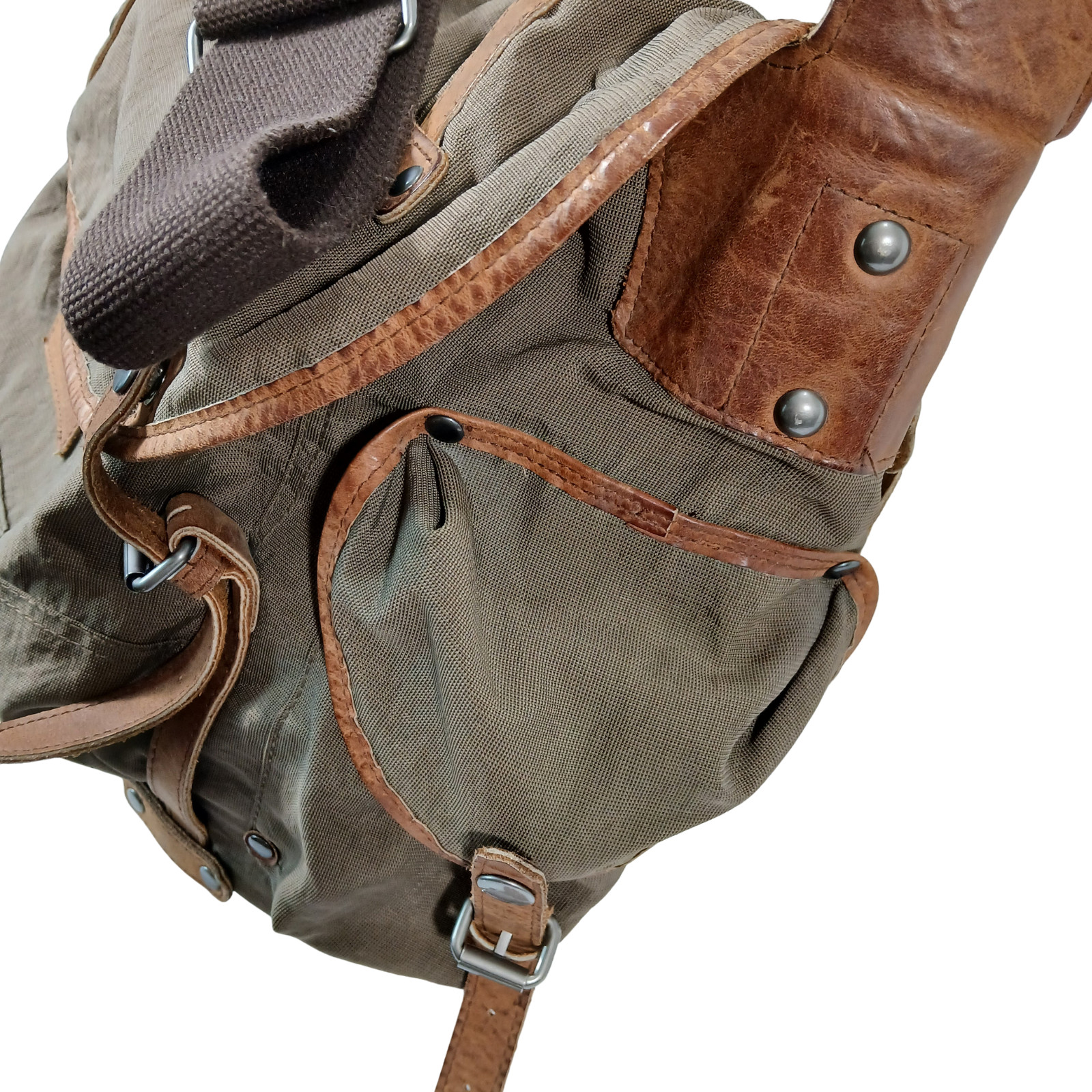Territory Ahead Canvas Leather Trim Field Messenger Bag Olive Green Travel Utili