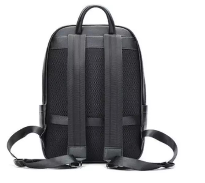 “Men’s Genuine Leather Backpack Business School Laptop Waterproof Travel Bag”