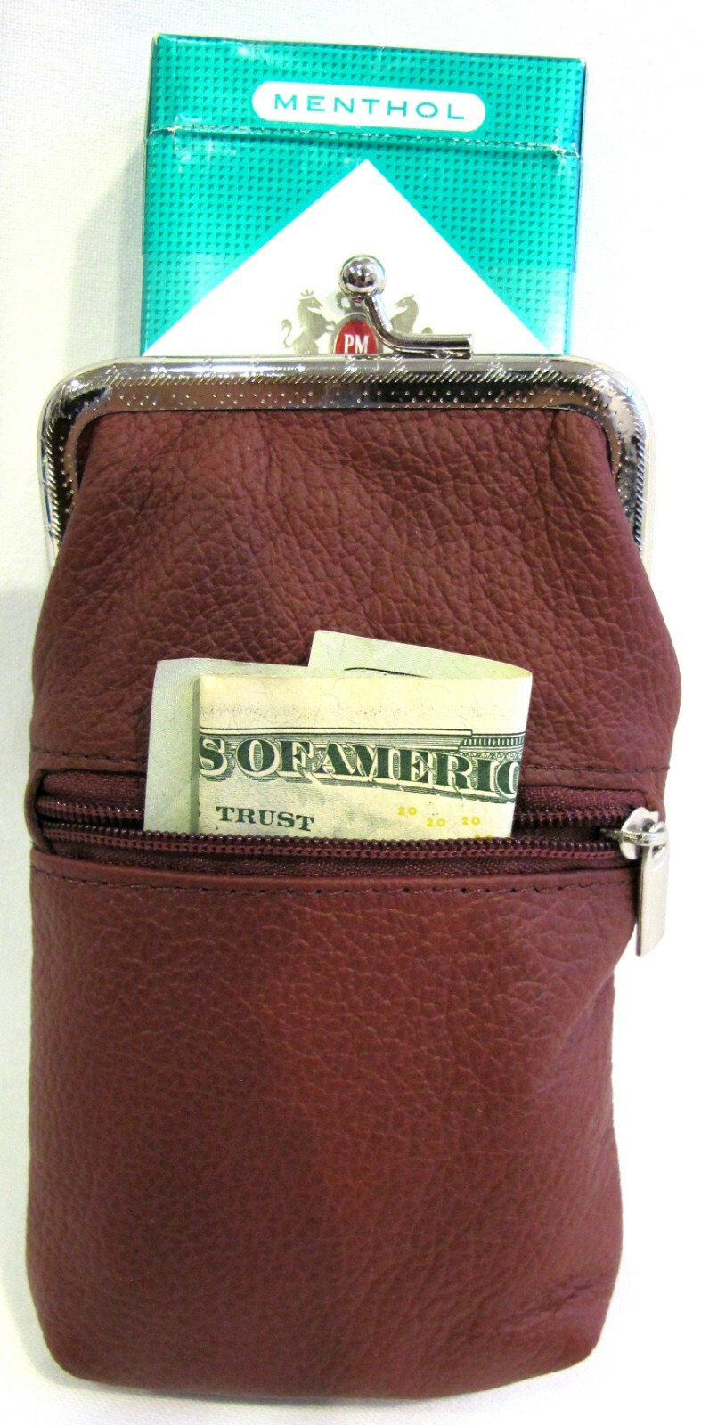 100% Leather Cigarette Case Lighter Match Pocket Zipper Coin Pouch SOLD by PAIR