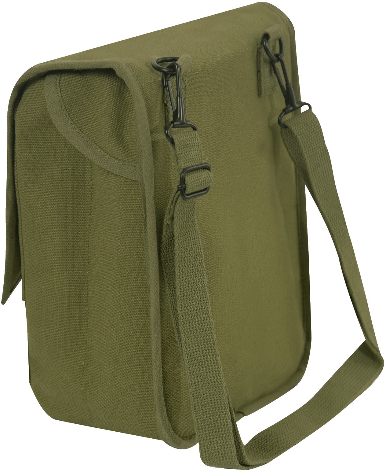 Olive Drab Heavyweight Canvas Map Case Shoulder Bag with Flag & Corporal Patches