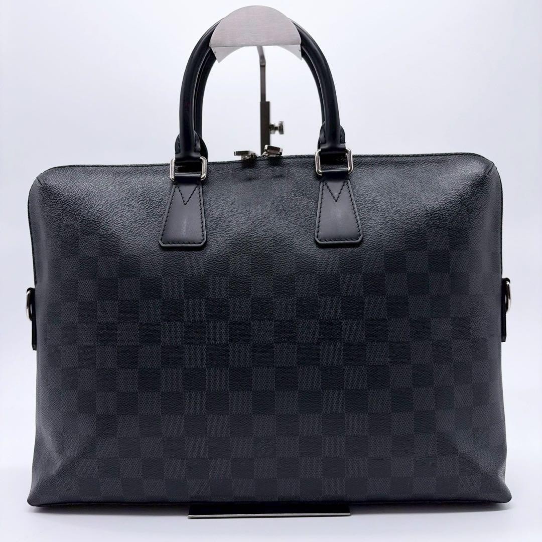Louis Vuitton Damier Graphite Briefcase Men Black Business Bag Authentic
