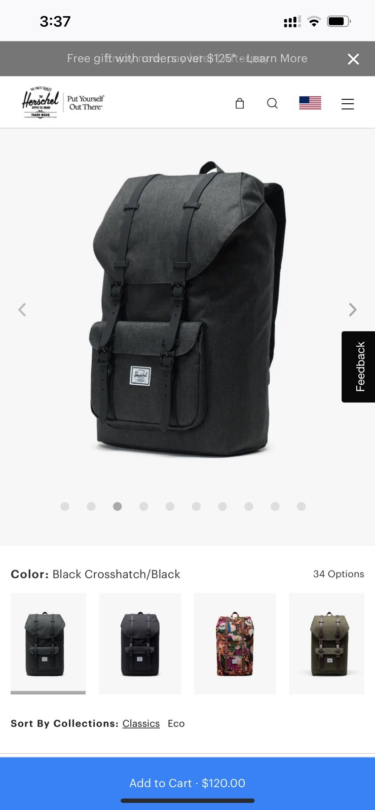 Herschel Little America Backpack-charcoal Black/dark gray- Standard 25L