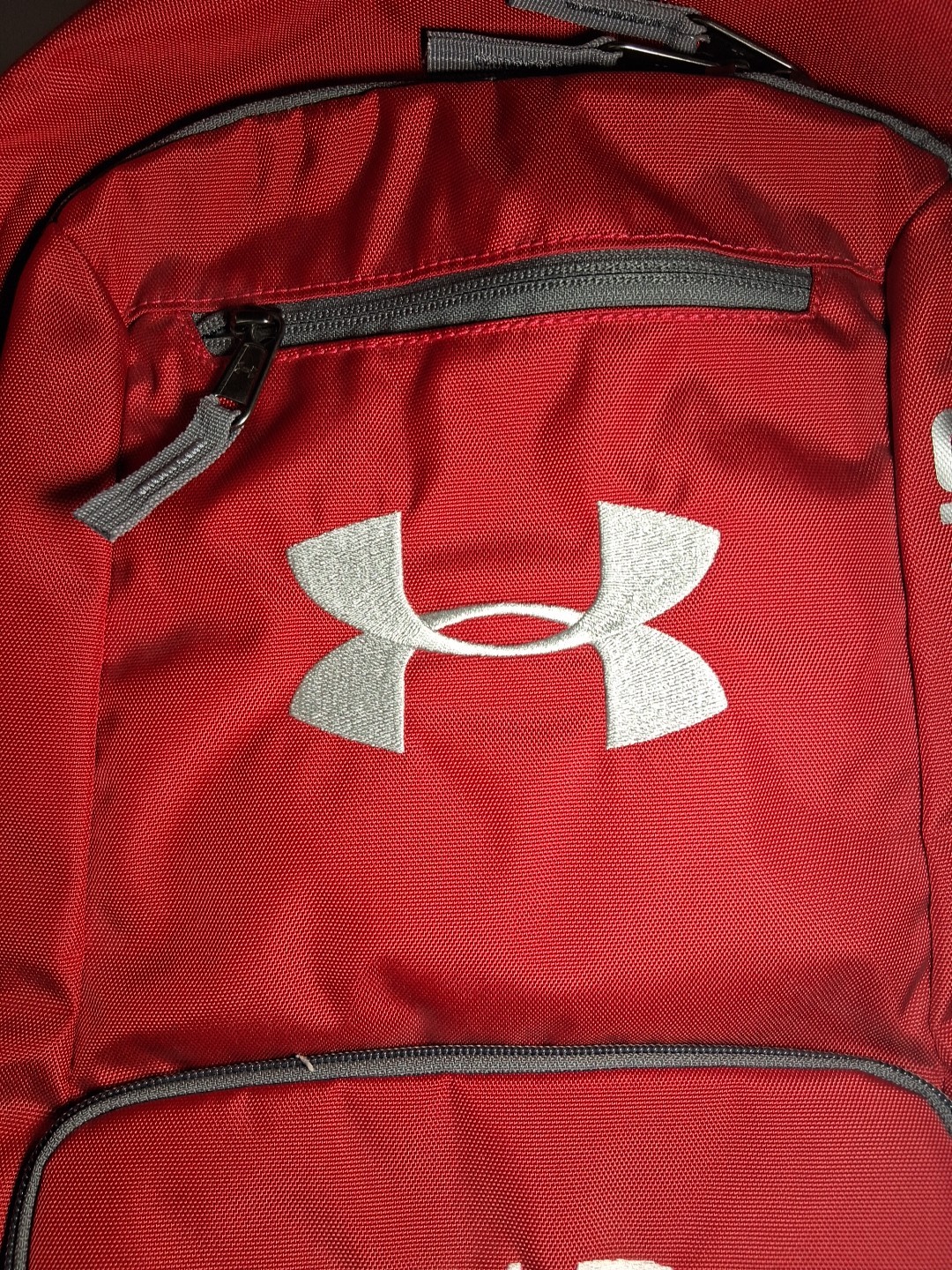 Under Armour Storm 1 Backpack Red Gray Pockets Wide Straps. Wisconsin University