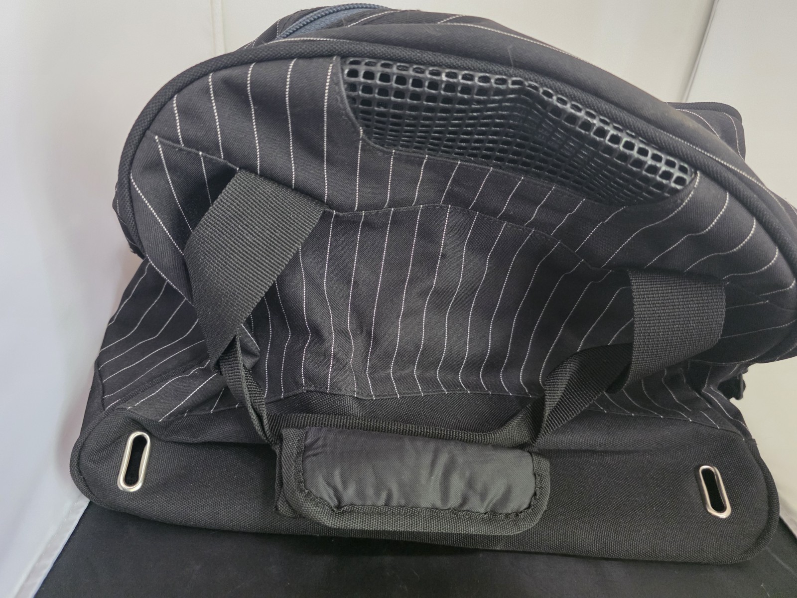 Fox Racing Large Black Pinstripe Helmet Duffel Bag Padded Zip Shoulder Strap
