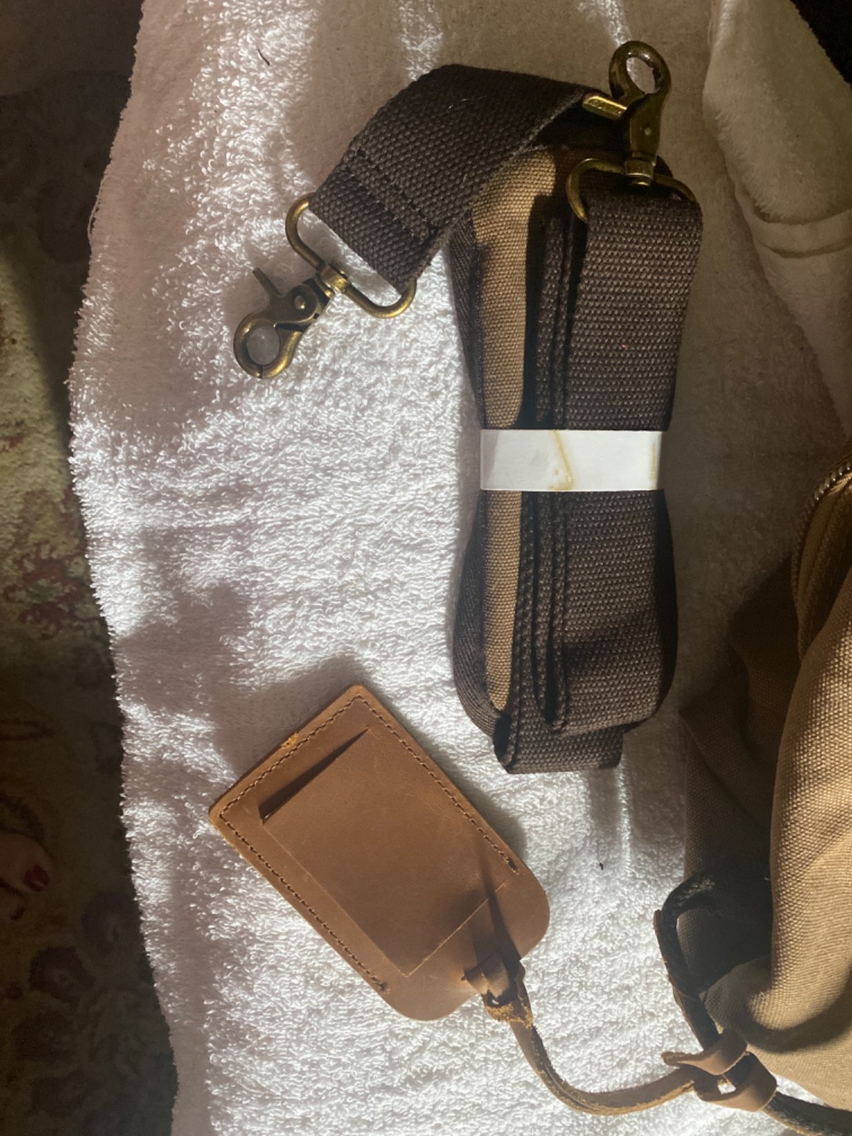 Kemy’s brown Canvas & leather Duffel Bag for Mens X-Large Compartment Preowned