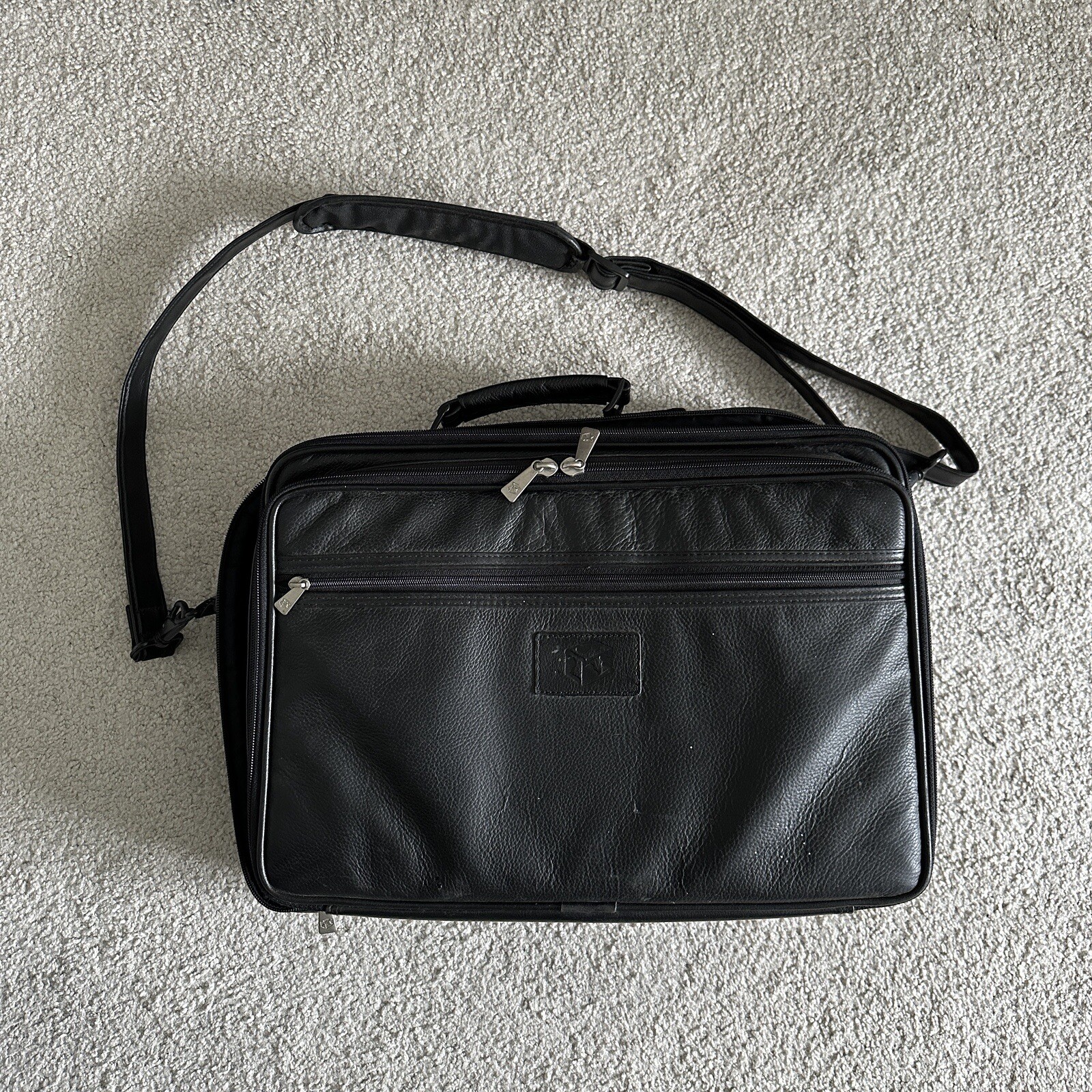 Case-Tek Black Leather Computer Bag Satchel 17″x12″x6″ Made in Chicago IL USA