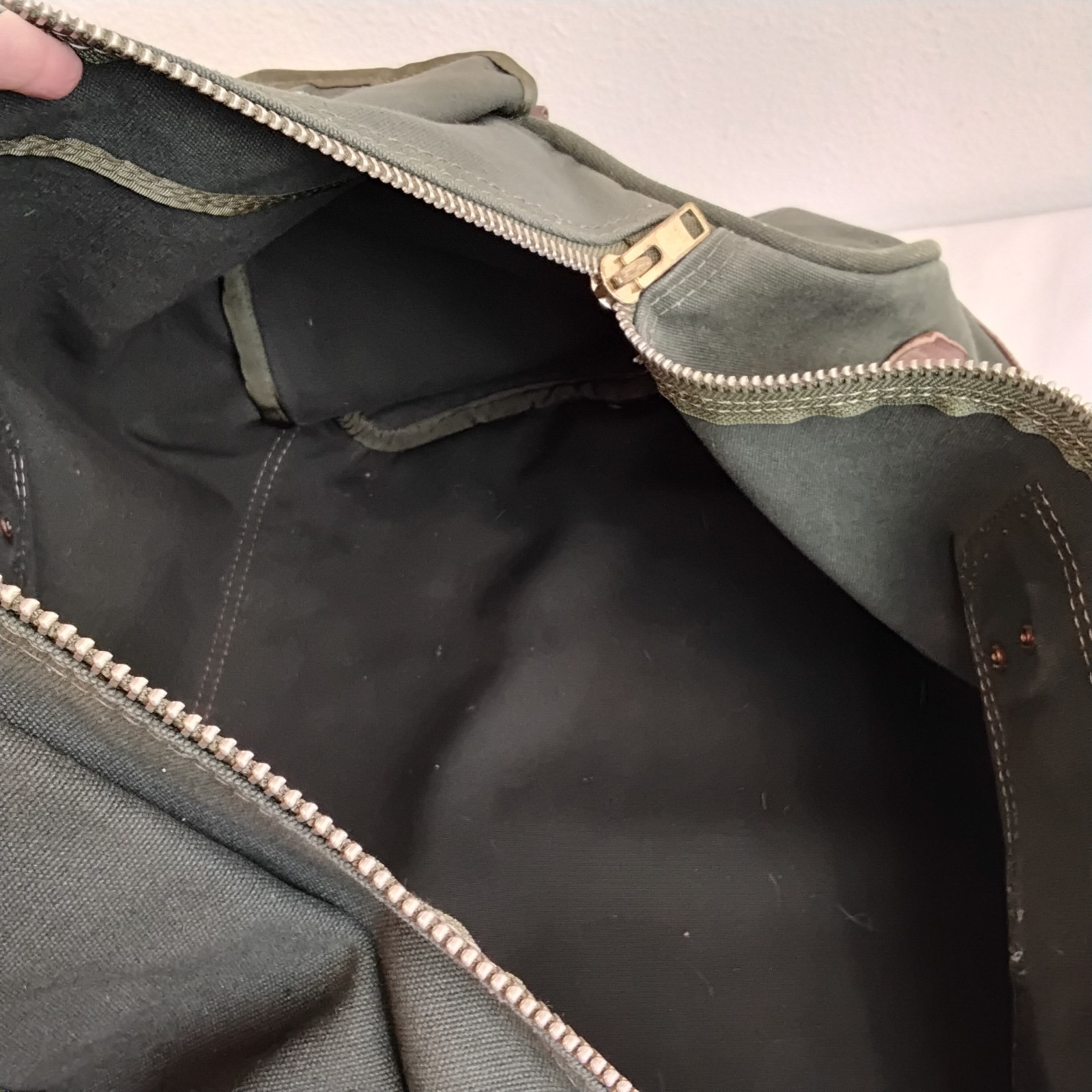 Orvis Battenkill Duffle Bag Canvas + Leather Green Brown Trim Vintage *J5828