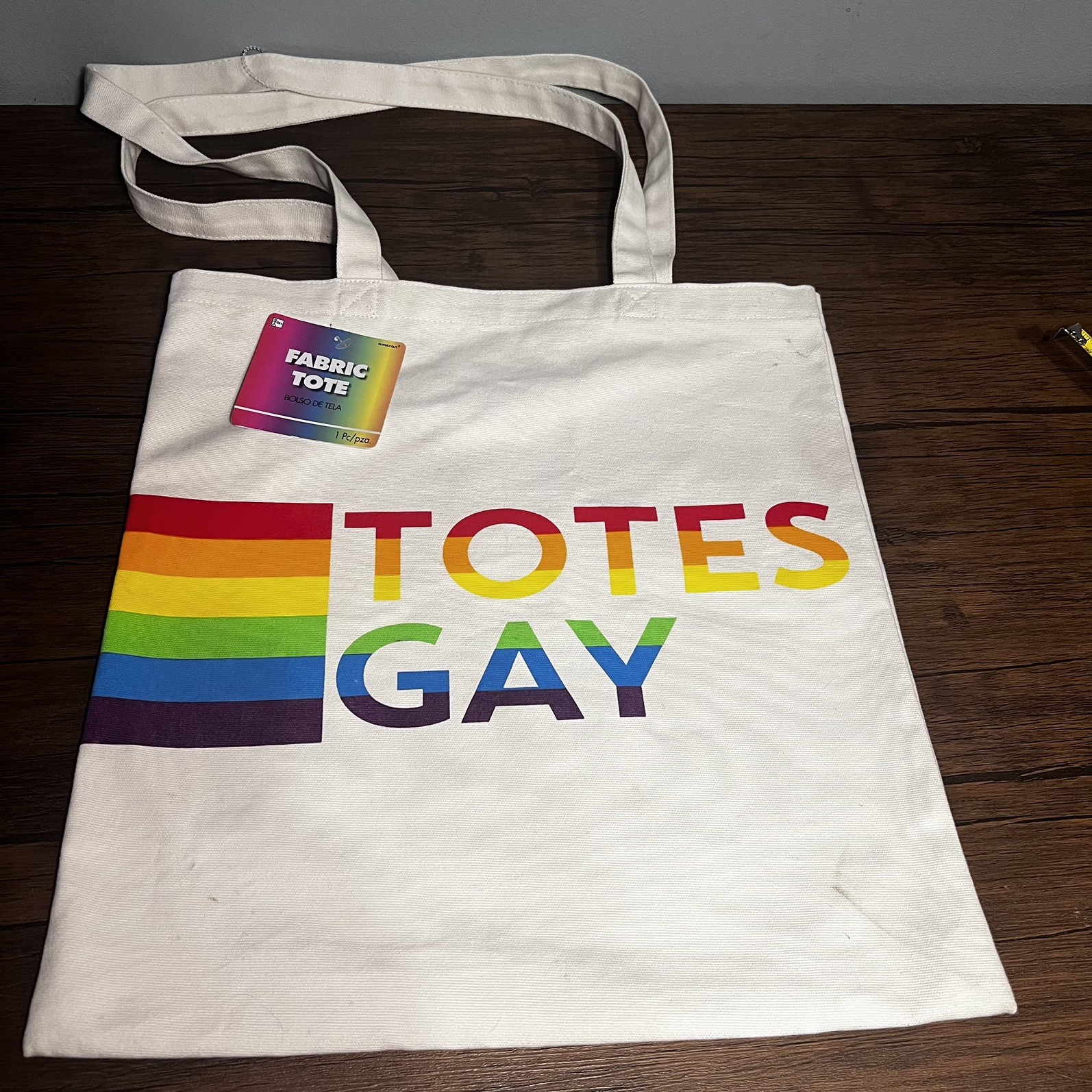 GAY PRIDE “Totes Gay” Canvas Tote Bag Cloth Shopping Bag LGBTQ+ Rainbow NEW