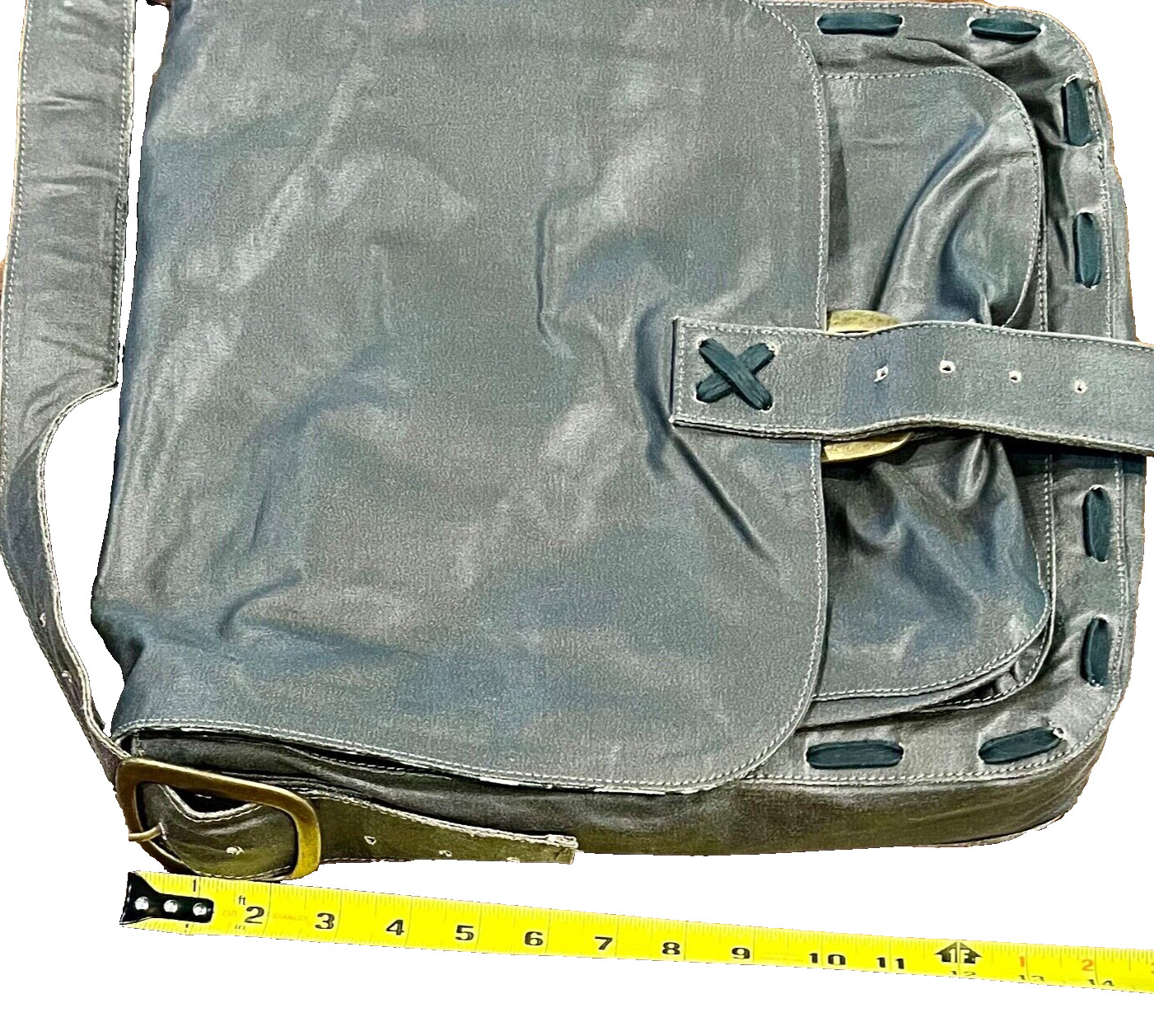 Messenger Shoulder Bag Canvas Faux Leather Flap with Camo Lining
