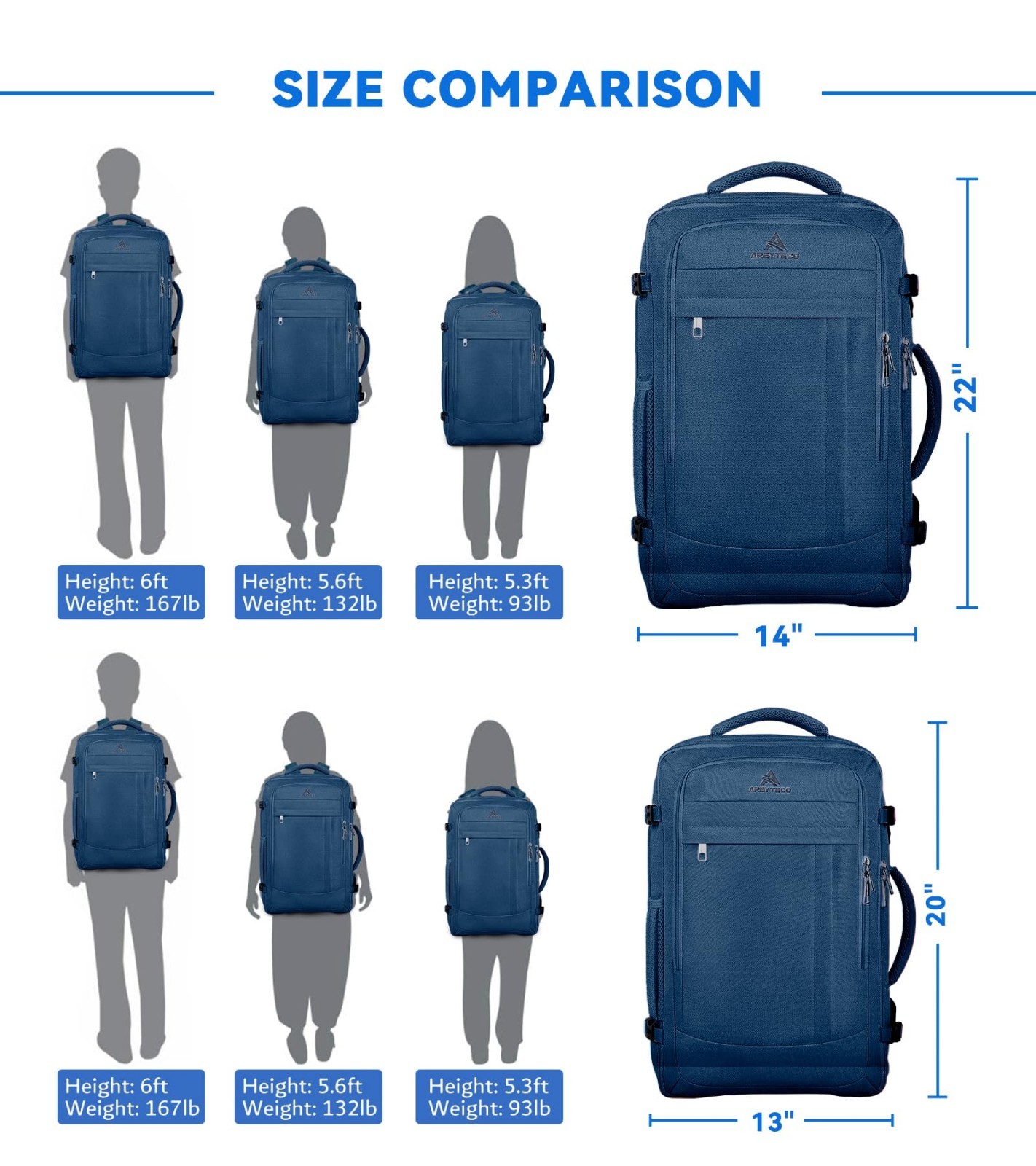 60L Large Capacity Laptop Backpack – Water Resistant Travel Rucksack, Expandable