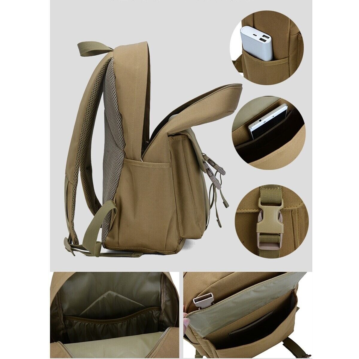 19L Green Backpack School Laptop Bookbag Travel Tactical Camping Rucksack Bag US