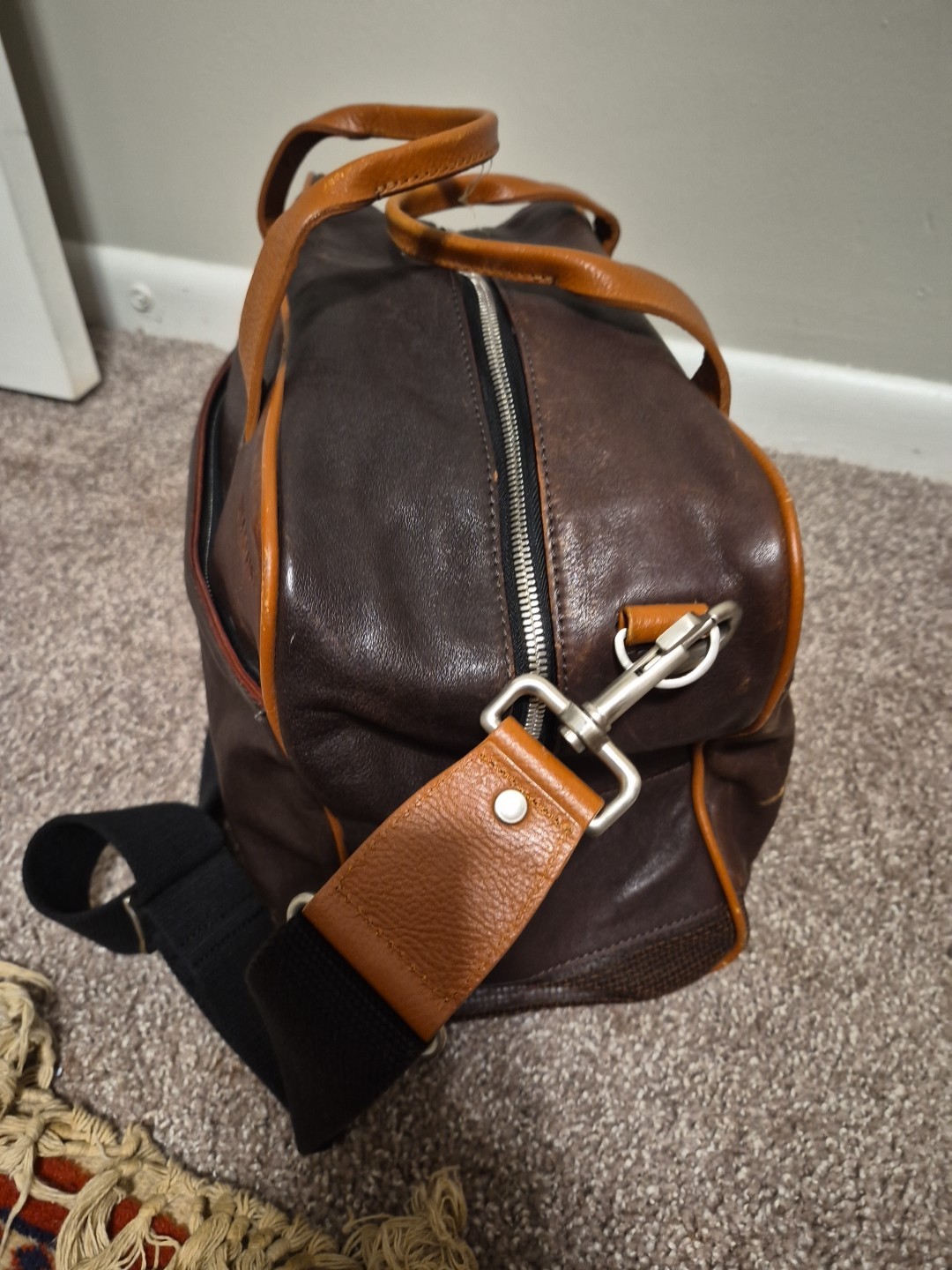 Jack Spade Brown Leather Duffle Bag