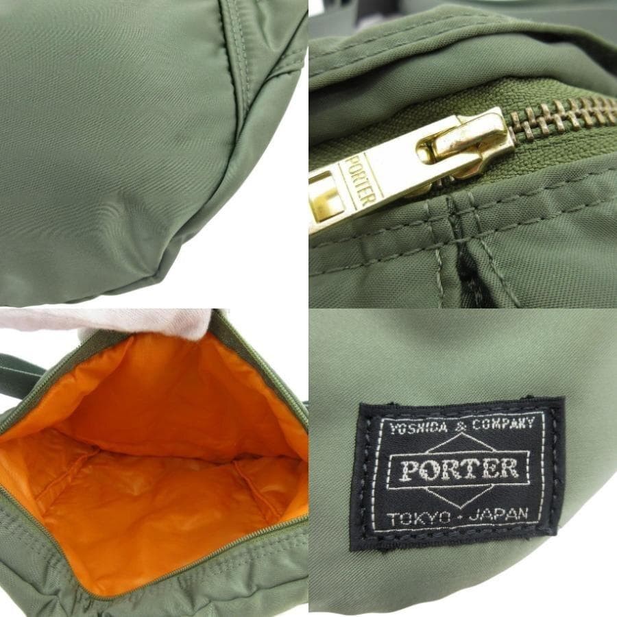 Authentic Porter PORTER Tanker Body Bag Khaki Nylon Canvas Men’s 15cm x 33cm x 7