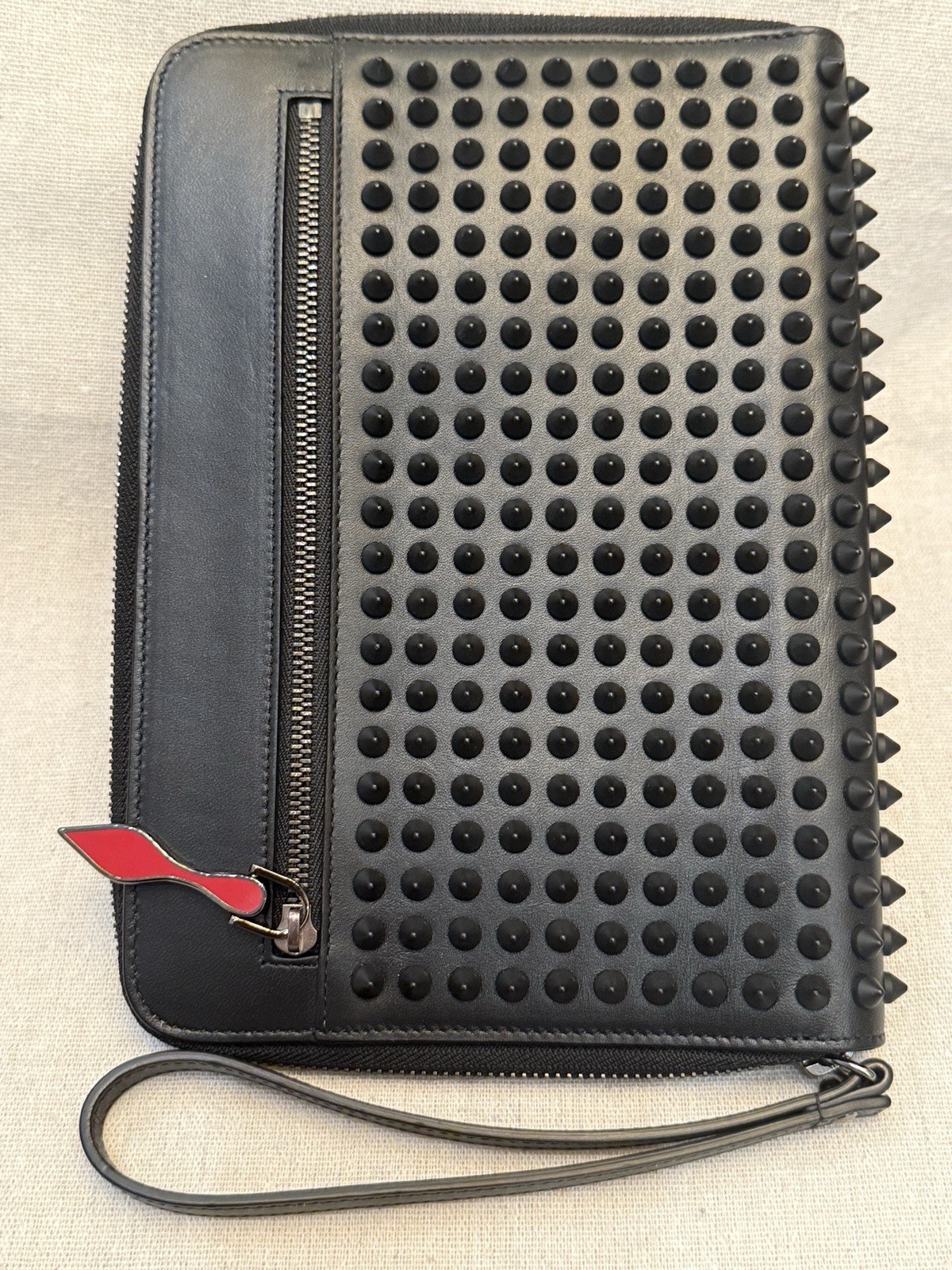 Christian Louboutin Clutch / IPad Mini Card Case Wallet With Studded Spikes