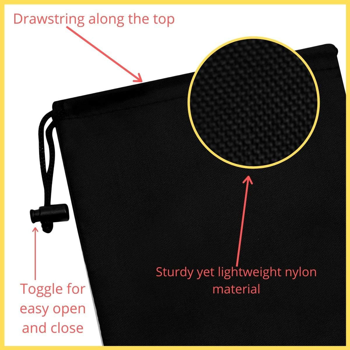 Drawstring Bag with Toggle – Nylon Cinch and Ditty Pouch for Office Storage (6