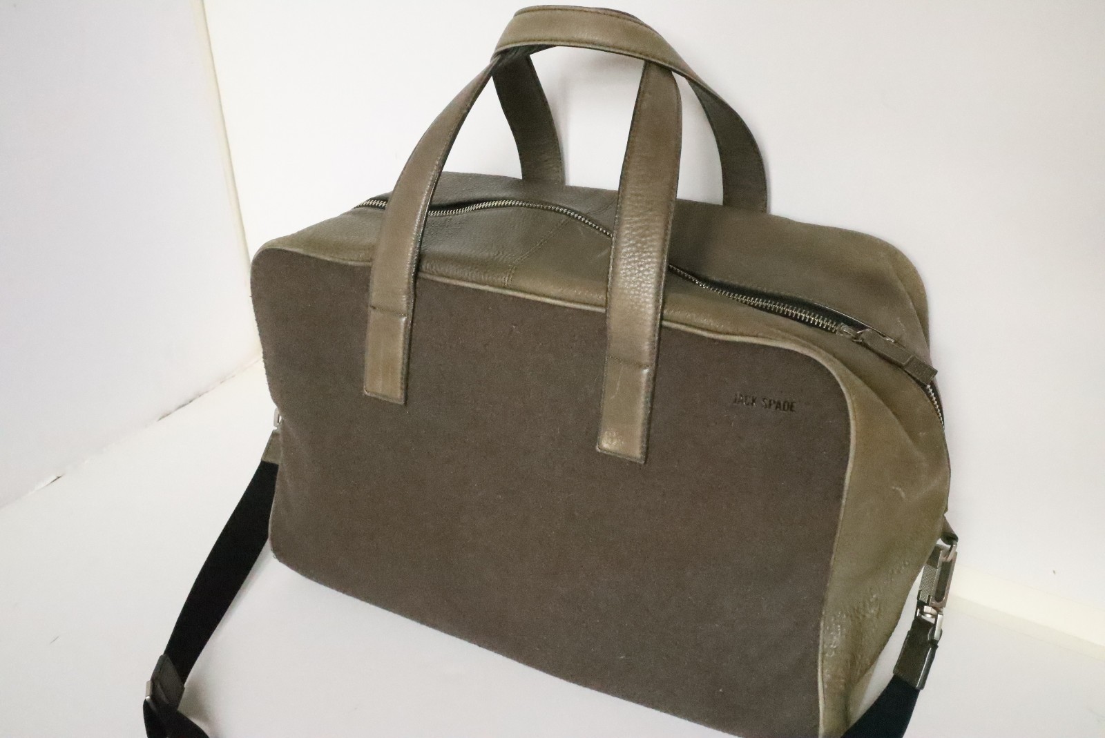 Jack Spade Wool Cotton Leather Weekender Carry On Travel Duffle Bag Luggage