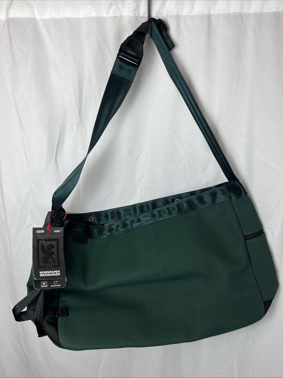 NWT Chrome Newspaper Messenger Bag -Green 18x6x13