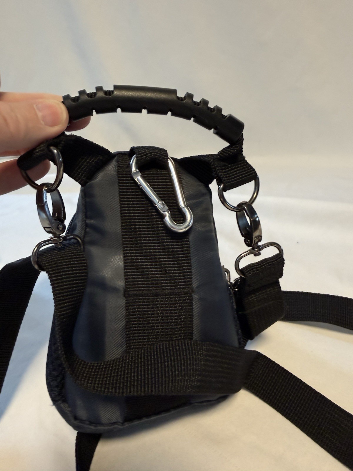 Universal Studios Navy Blue Mini Day Pack 7 X 5” Handle & Strap D Clip