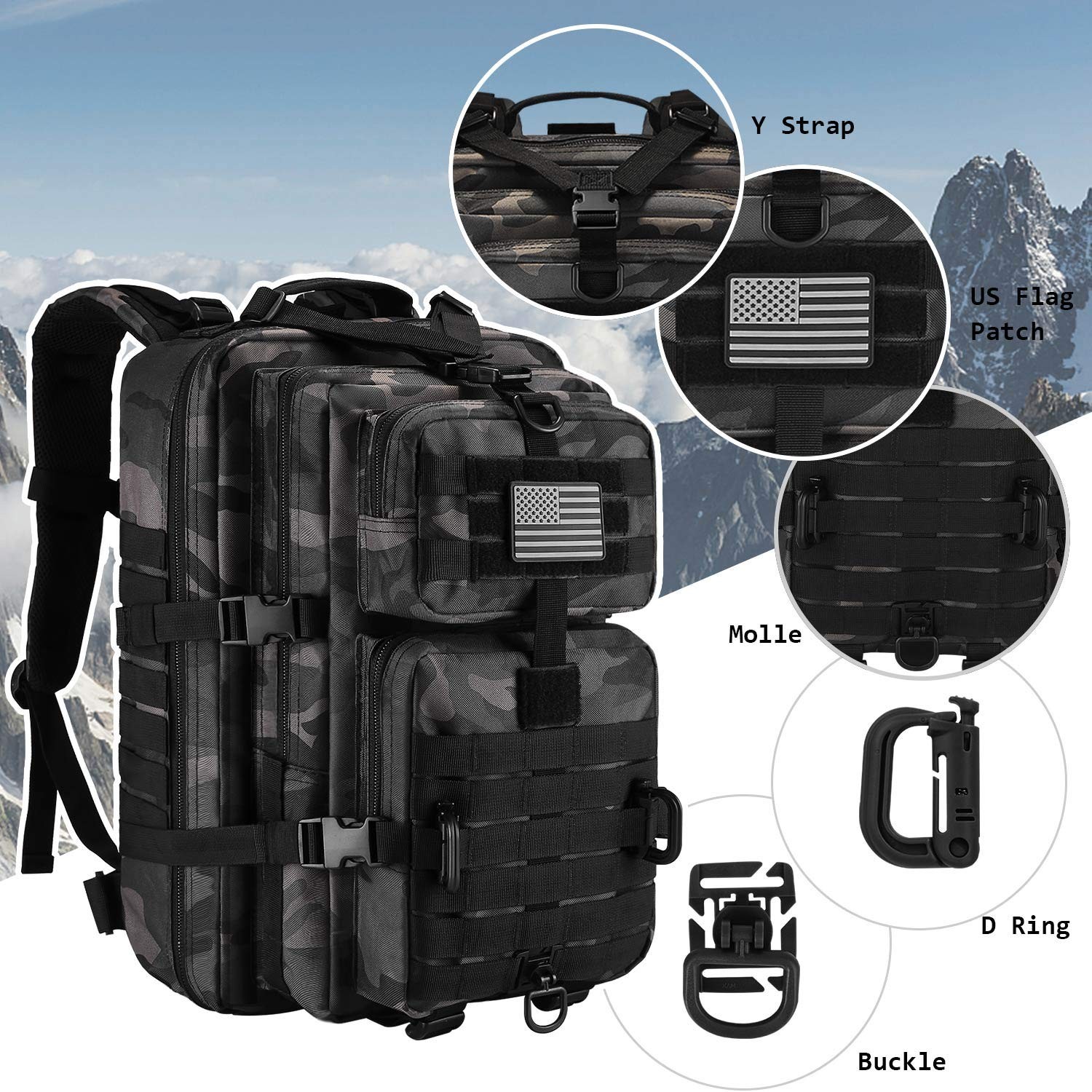 MOLLE Assault Pack, Tactical Backpack Military Army Camping Rucksack, 3-Day P…